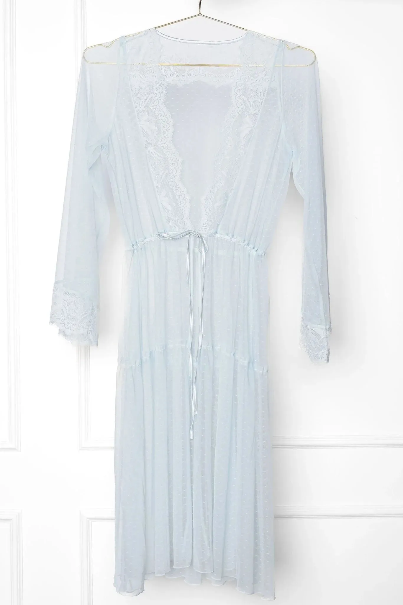 Lacy Dot Mesh Midi Robe - Something Blue