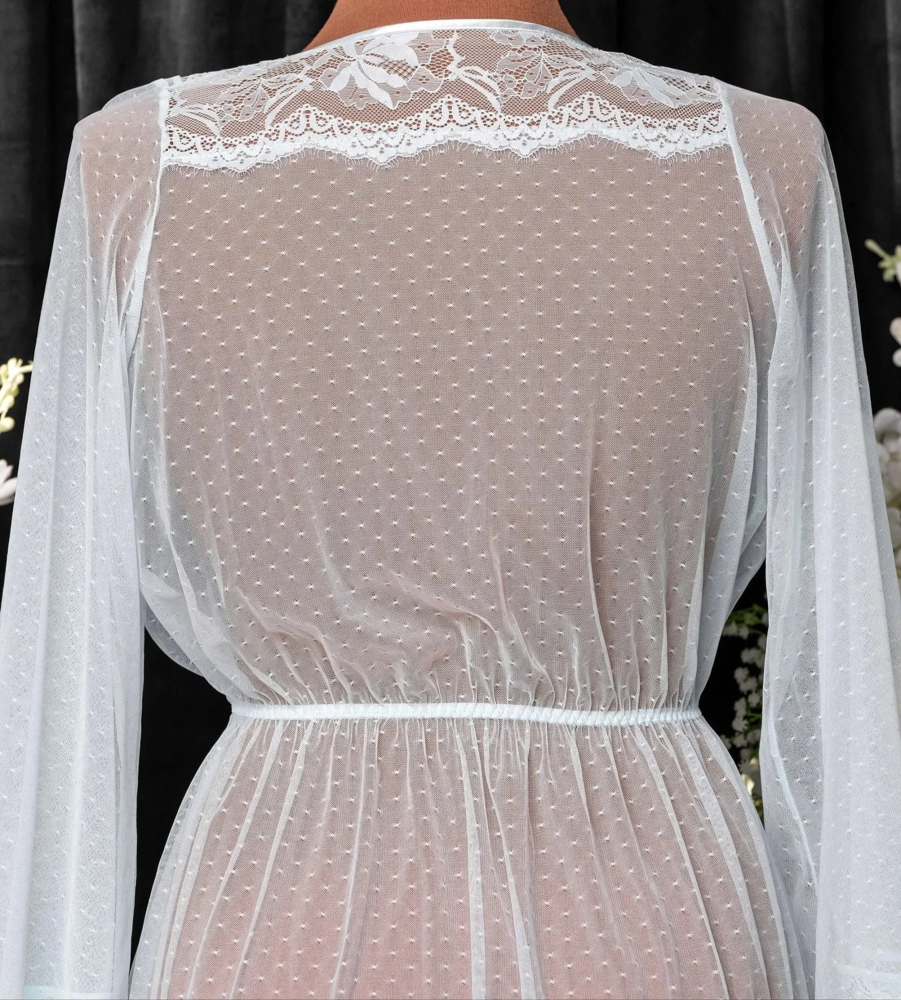 Lacy Dot Mesh Midi Robe - Something Blue