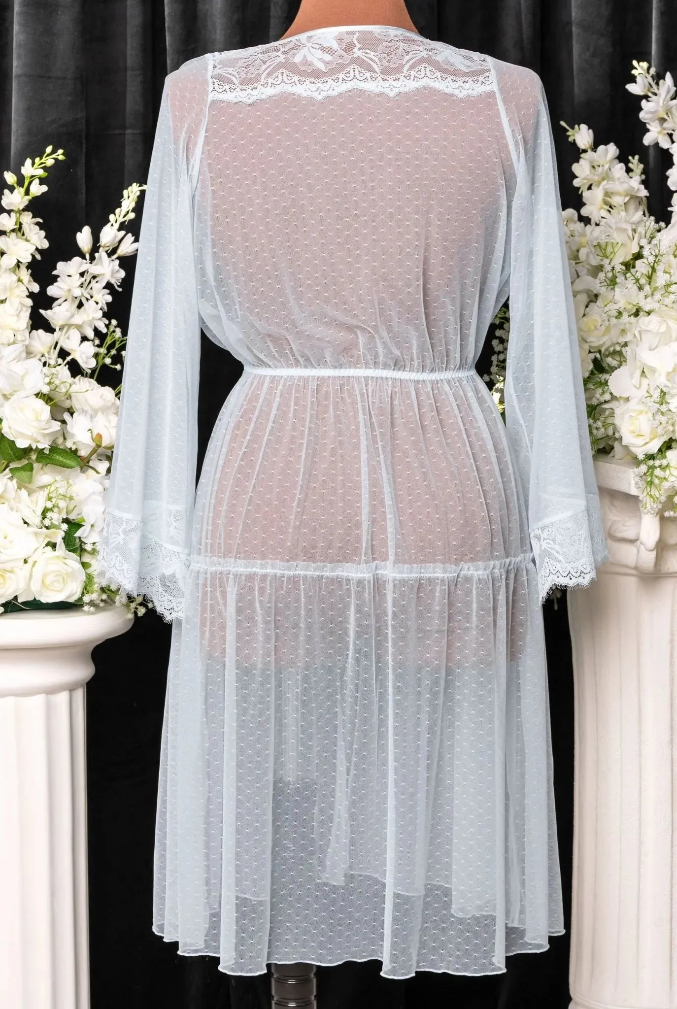Lacy Dot Mesh Midi Robe - Something Blue