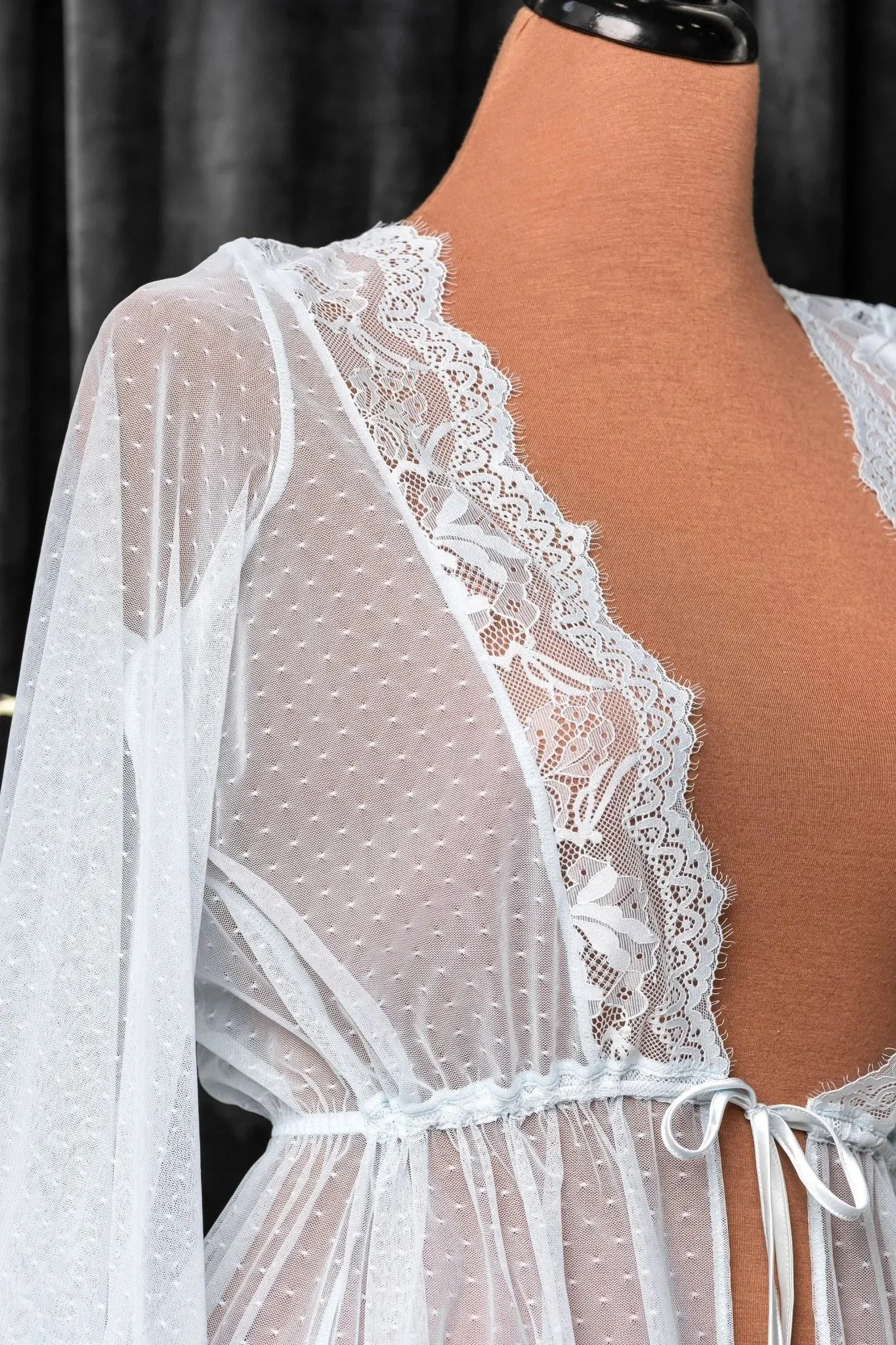Lacy Dot Mesh Midi Robe - Something Blue