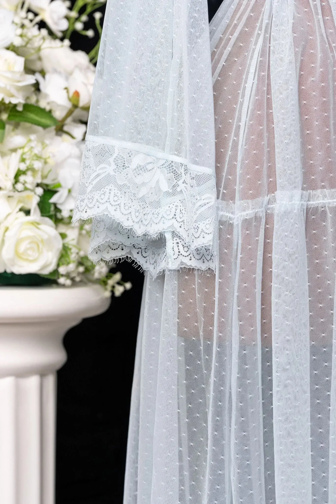 Lacy Dot Mesh Midi Robe - Something Blue