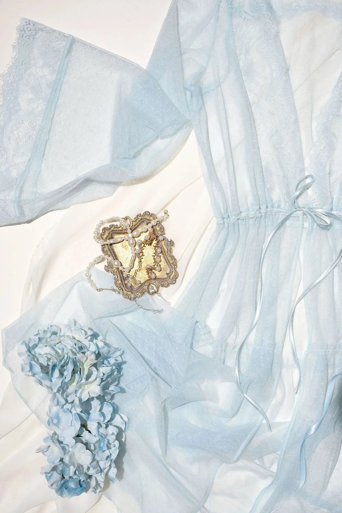 Lacy Dot Mesh Midi Robe - Something Blue
