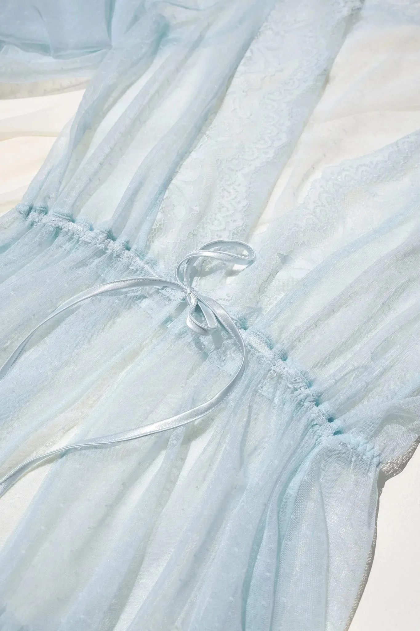 Lacy Dot Mesh Midi Robe - Something Blue