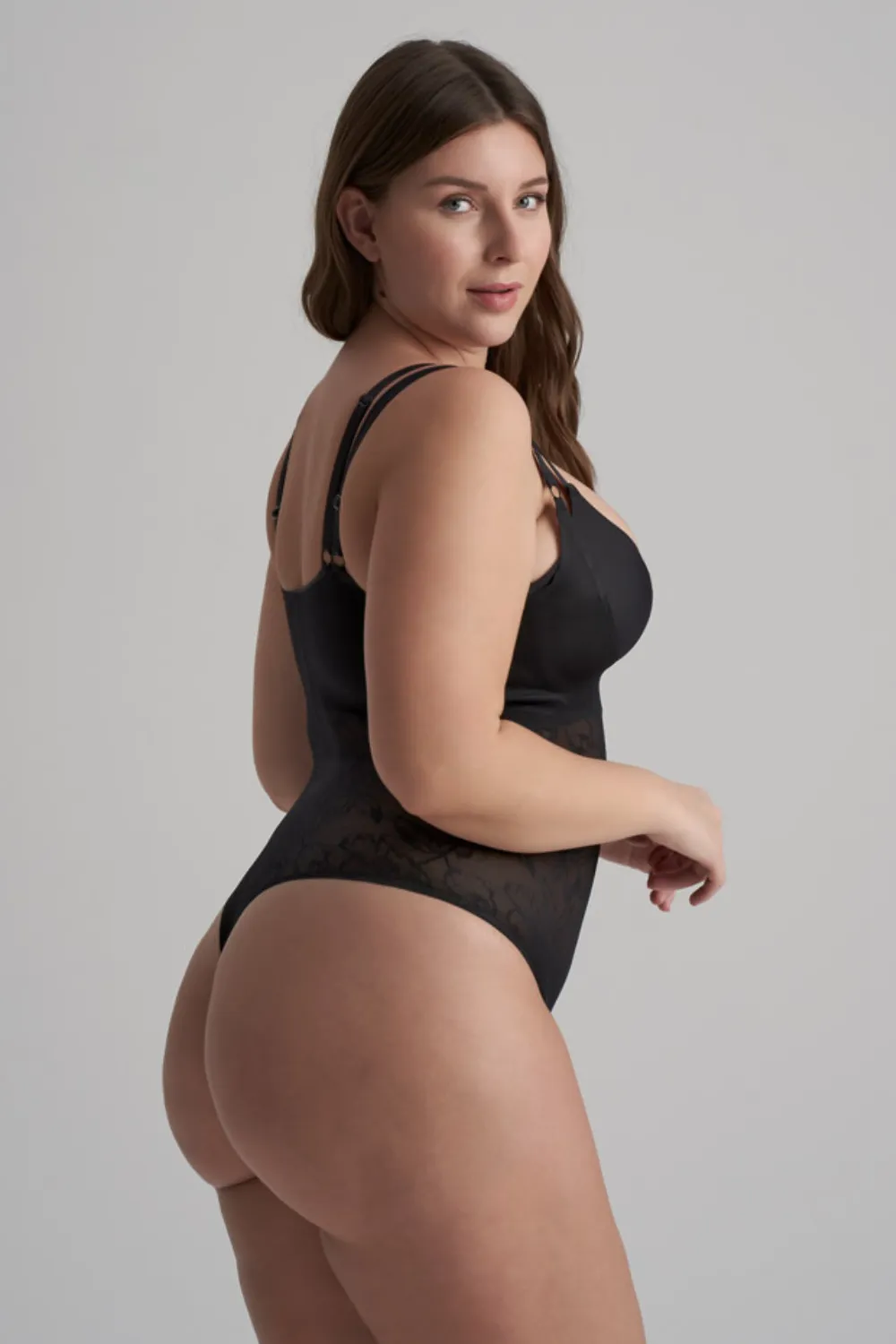 Lacy Open Bust Thong Bodysuit