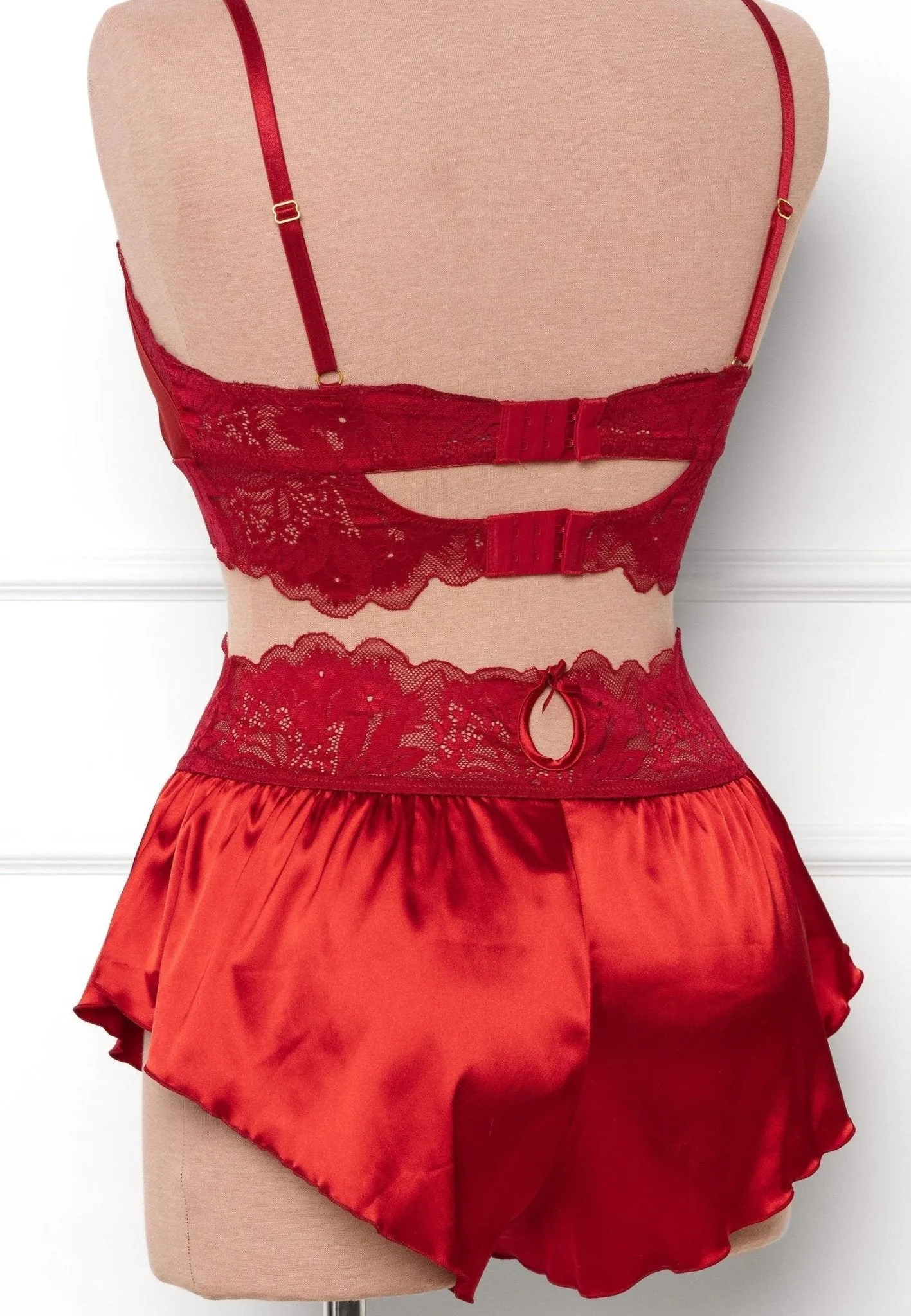 Lacy Satin Bralette - Red
