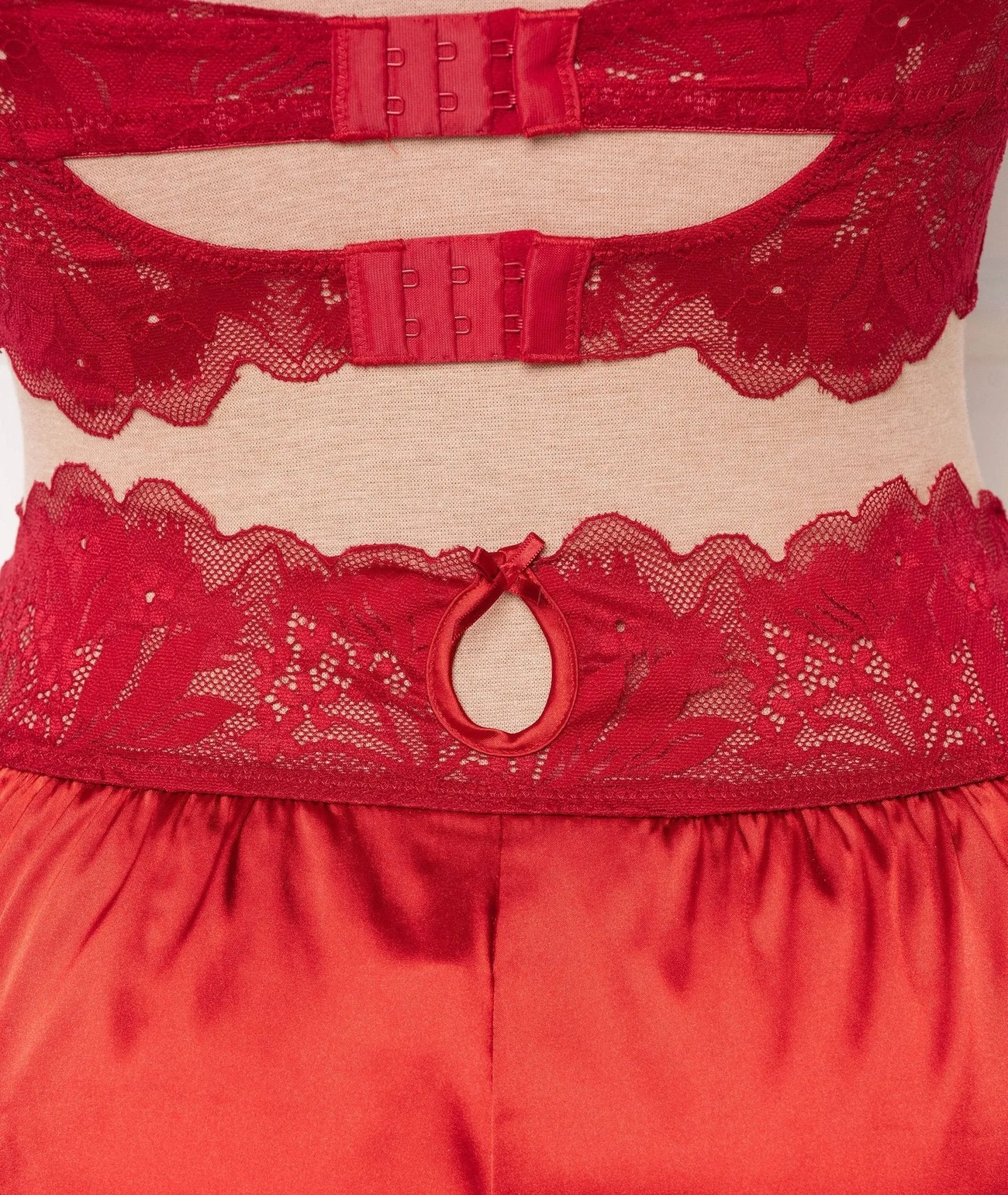 Lacy Satin Bralette - Red