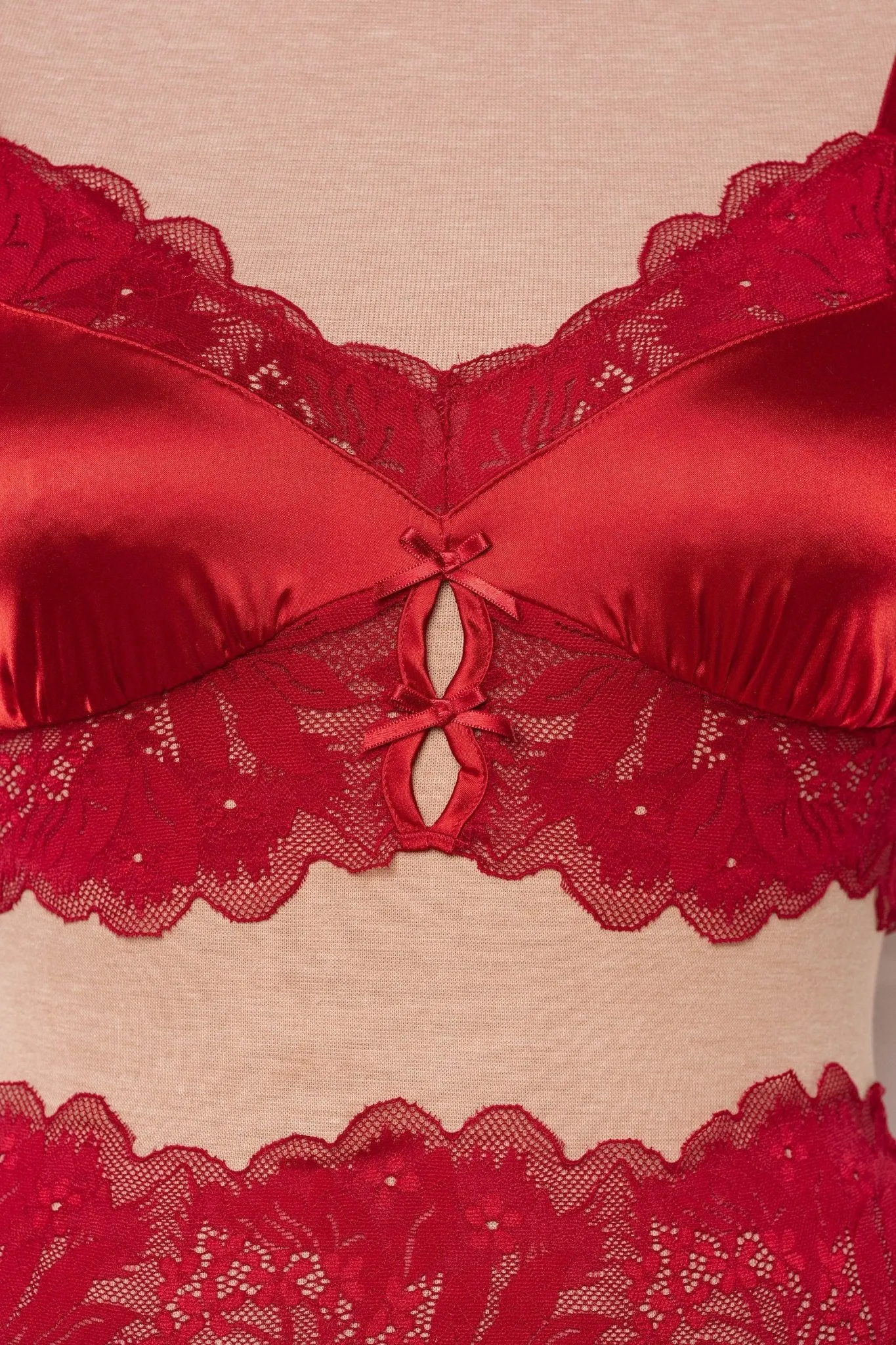 Lacy Satin Bralette - Red