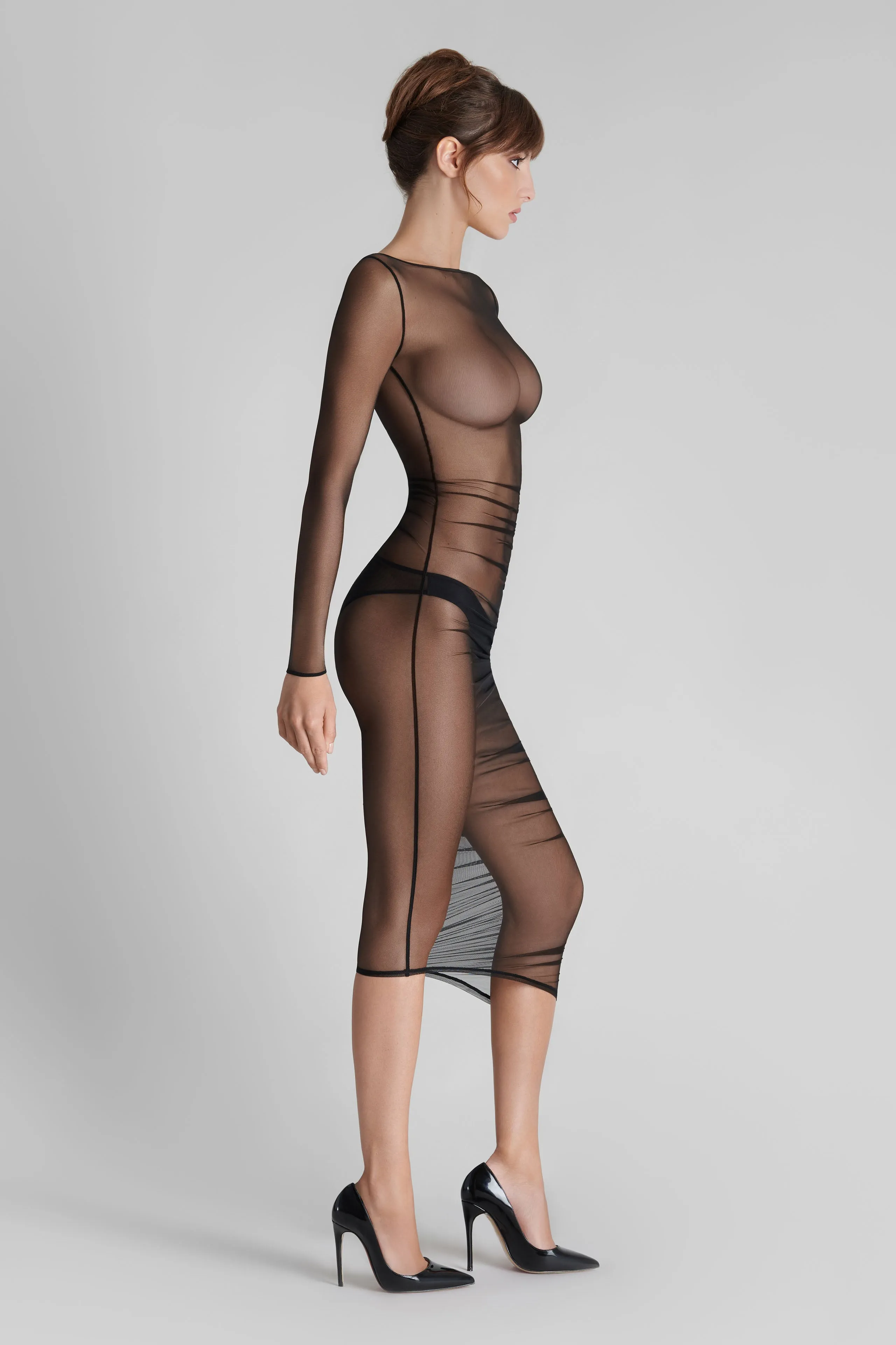 Long sleeve midi dress - Nuit Fauve
