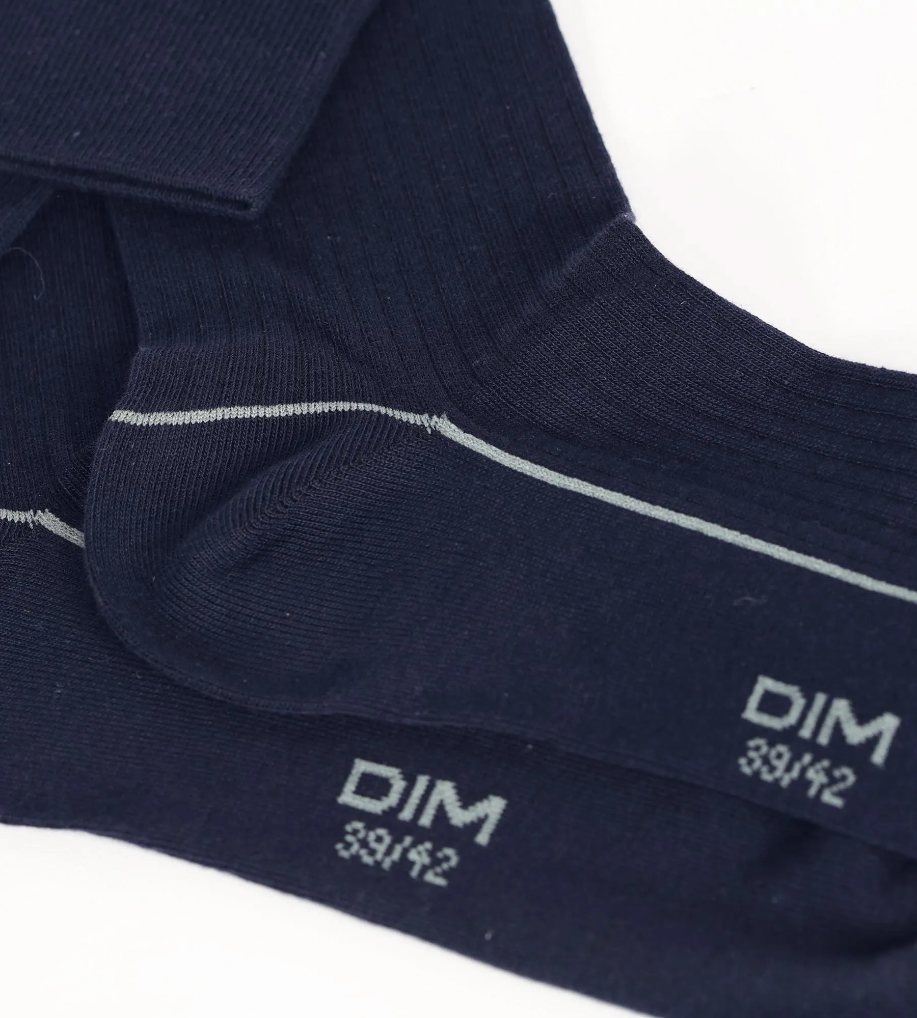 Men's ribbed cotton socks Midnight Blue with coloured piping Dim Fashion