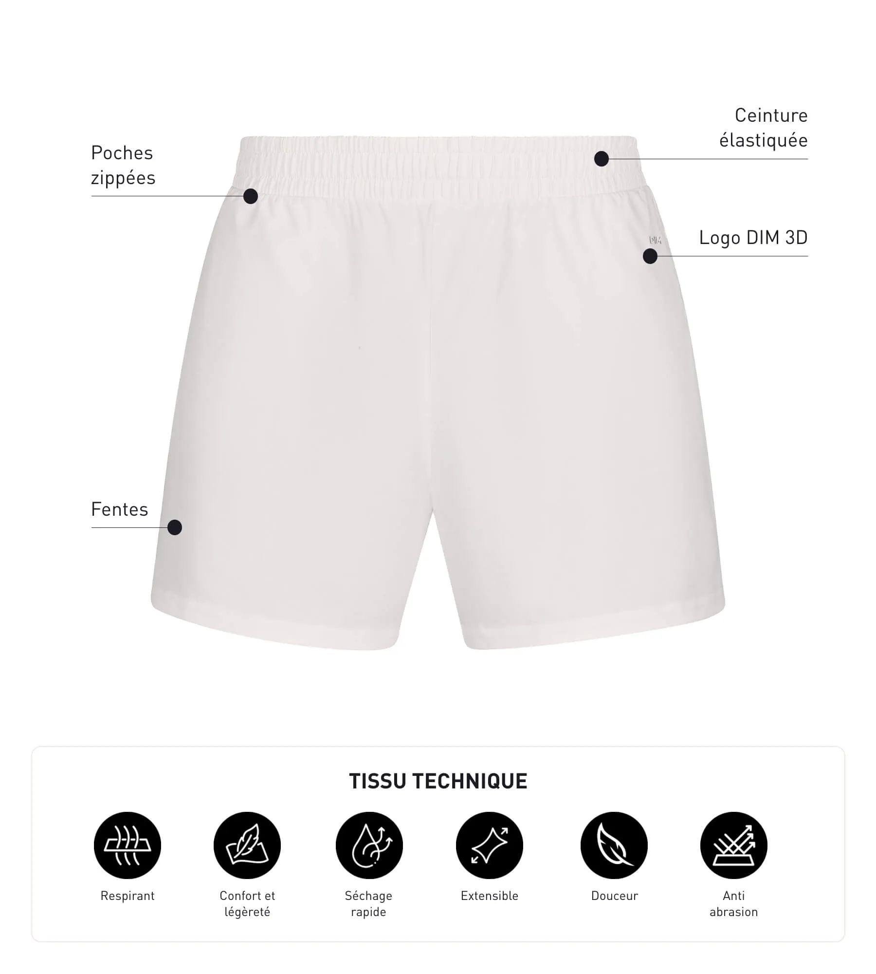 Men's sport shorts in breathable fabric Ecru Dim Move