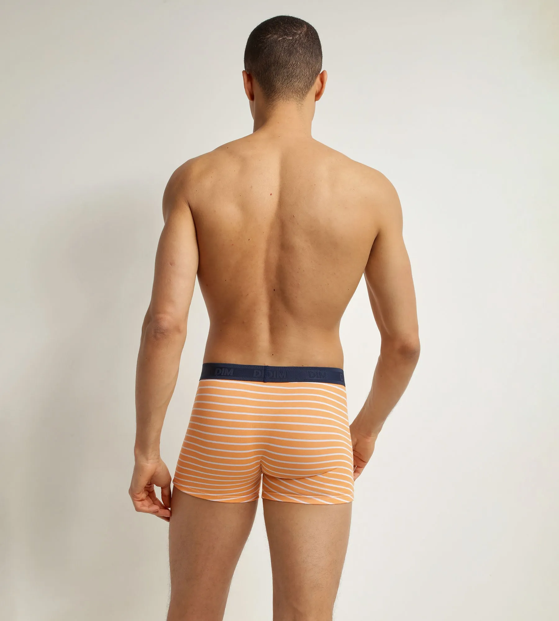 Men's stretch cotton orange striped boxer shorts Dim Fancy