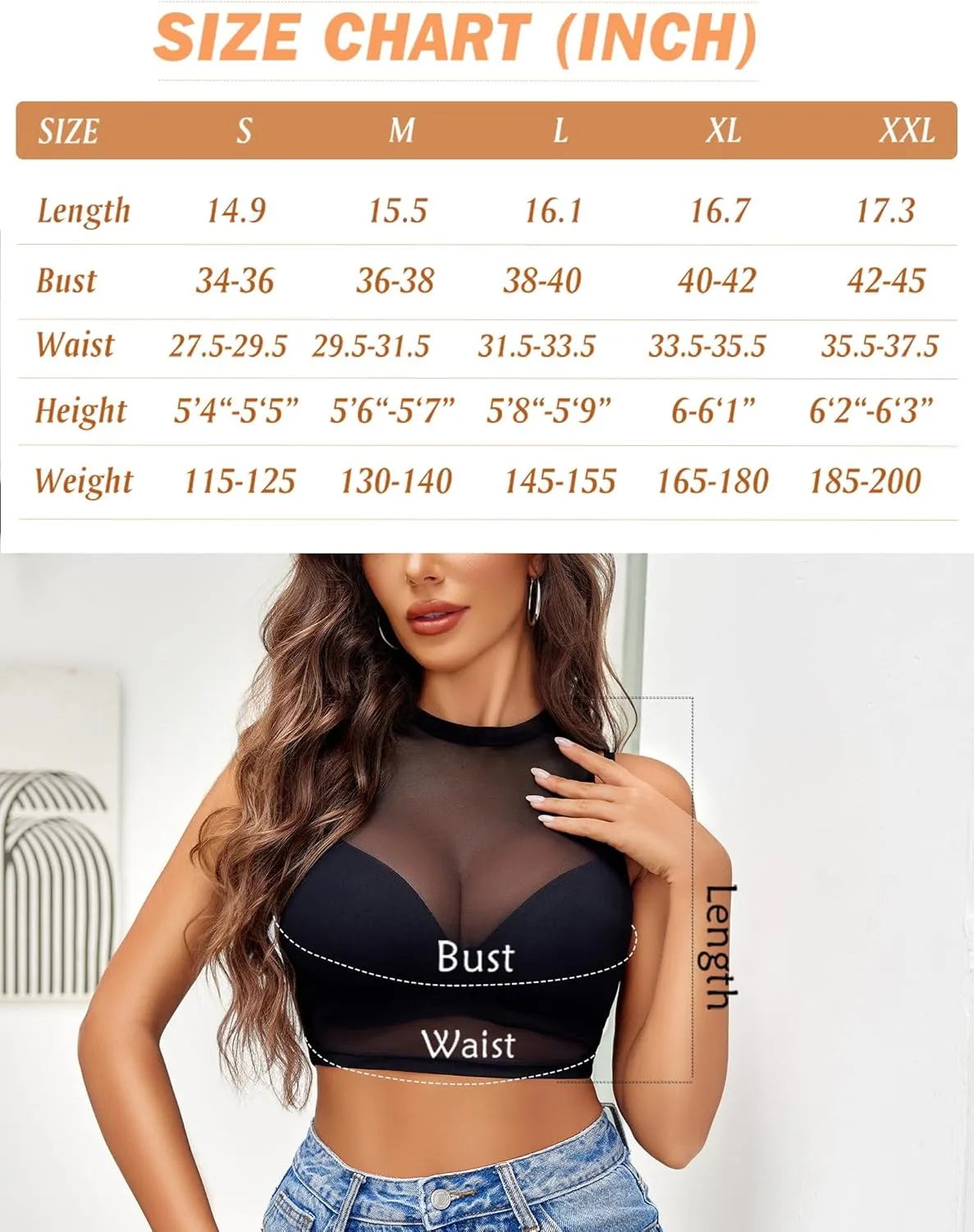 Mesh Crop Top Sheer Tank Shirts (DE Only)