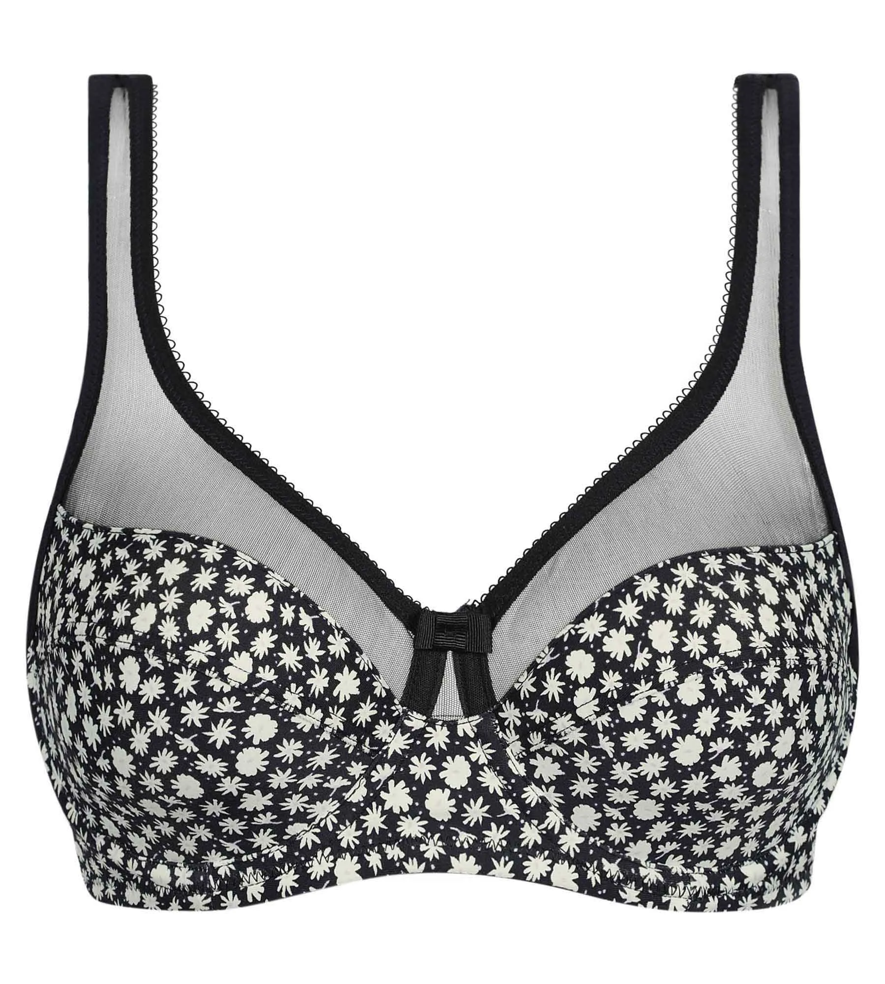 Microfibre floral underwired bra Black White Dim Generous