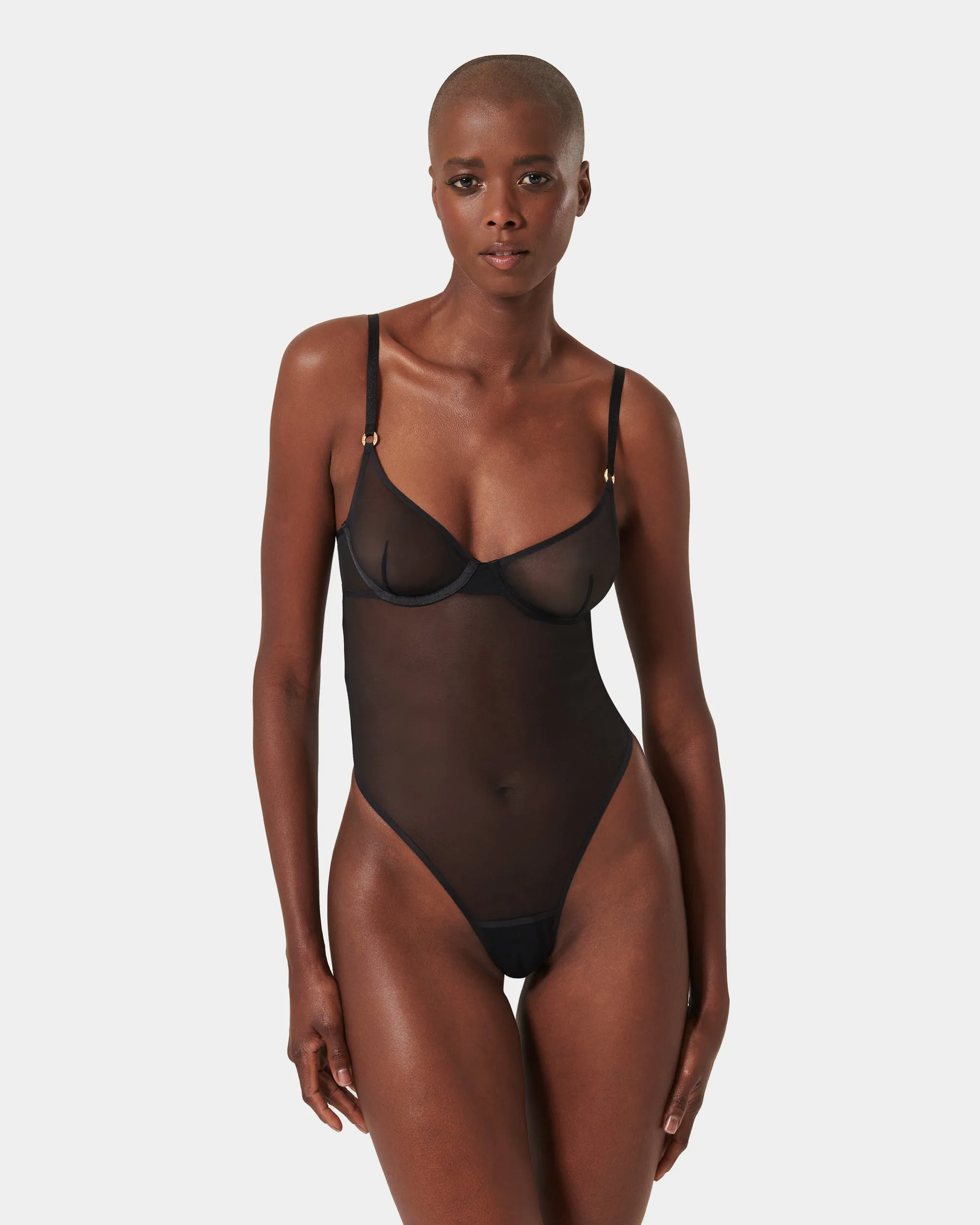 Naomi Mesh Bodysuit Black