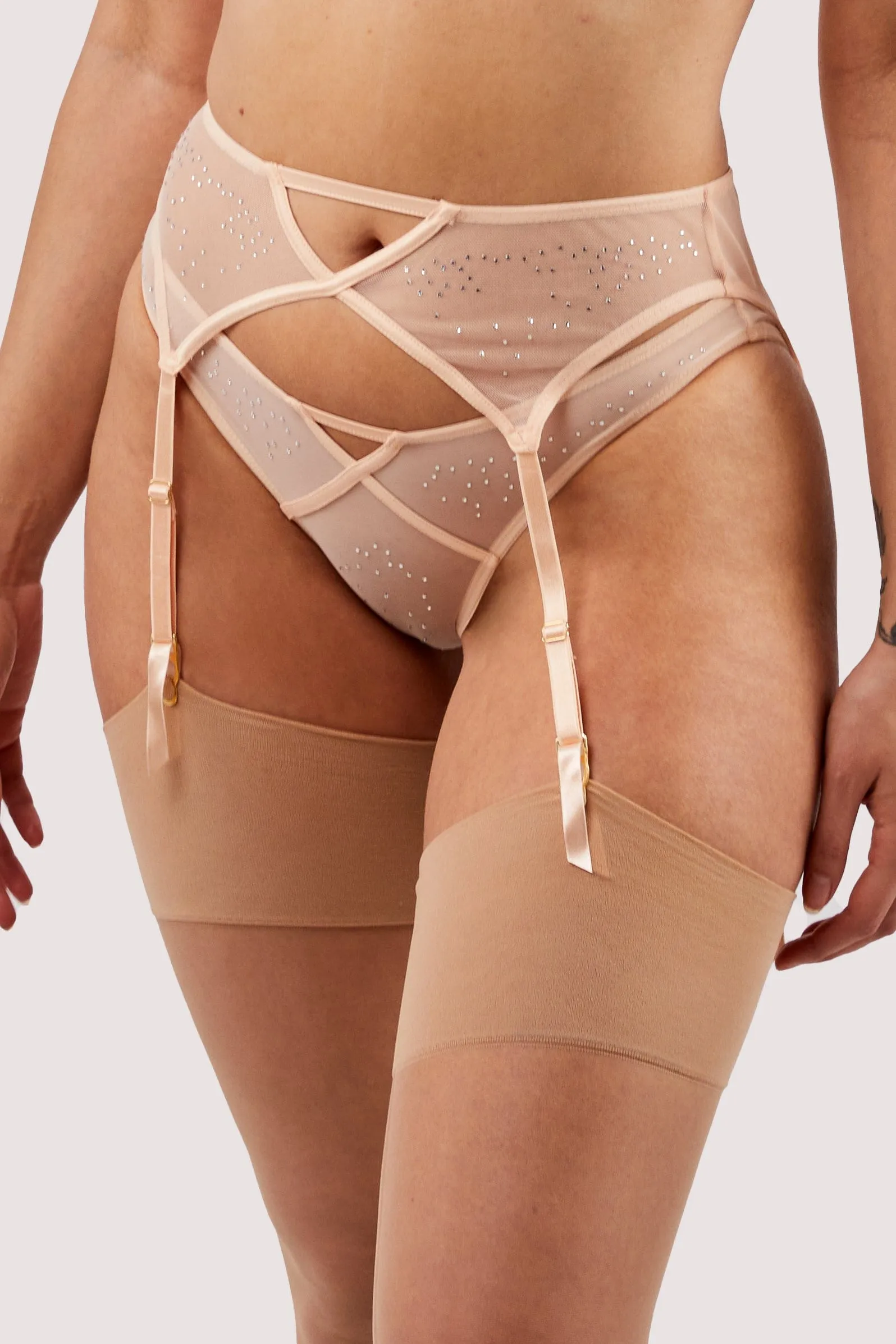 Nola Toffee Diamante Studded Suspender