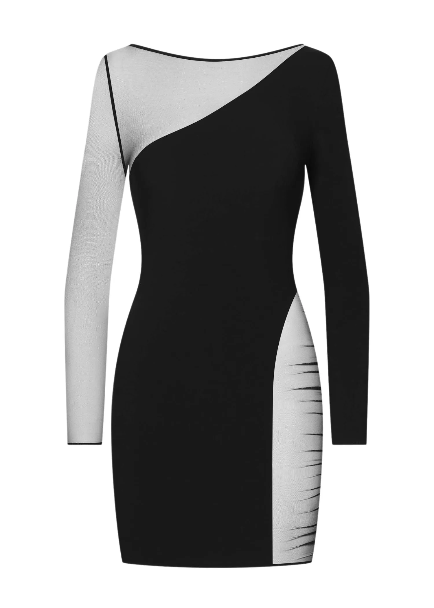 Nuit Fauve Long Sleeves Asymetric Dress (Black)