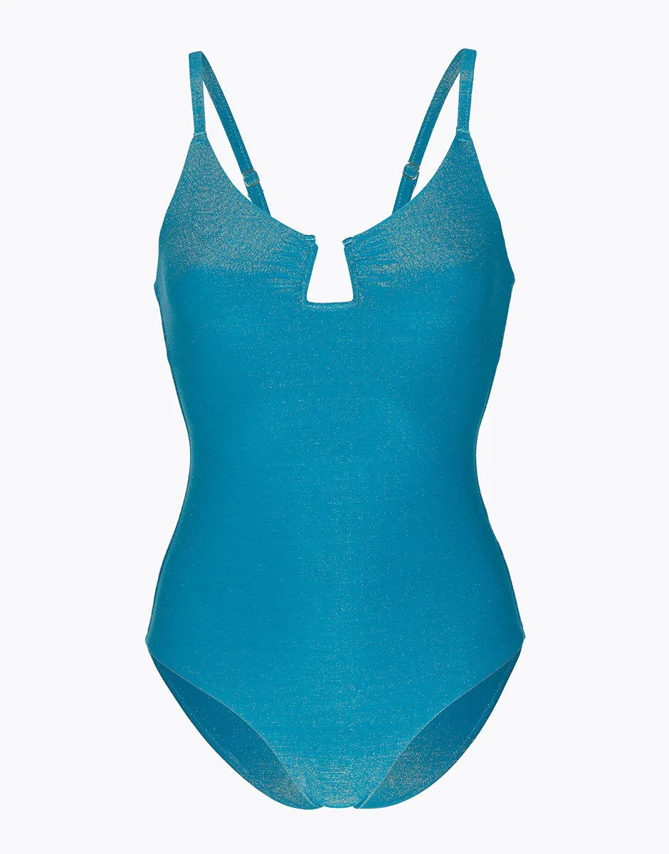 One-piece swimsuit Plain Lurex in Ottanio microfiber