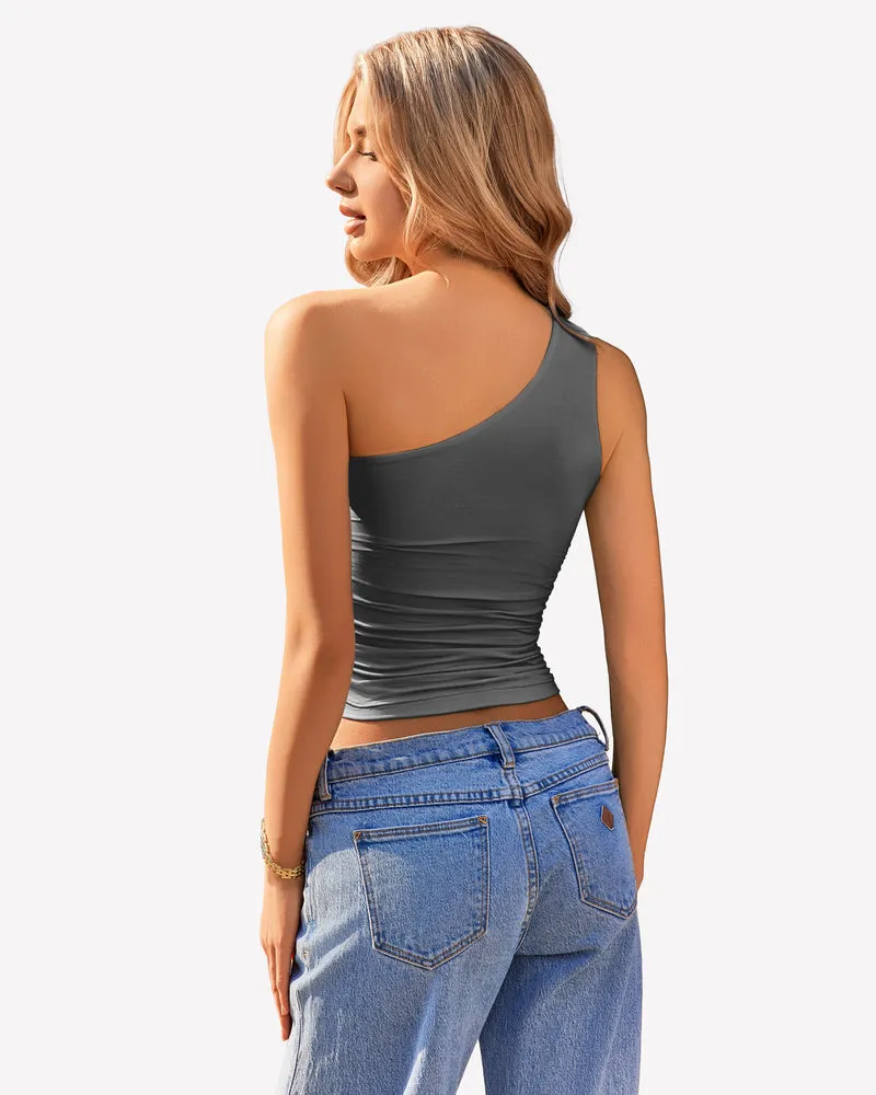 One Shoulder Tank Top Crop Tops
