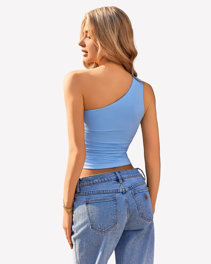 One Shoulder Tank Top Crop Tops