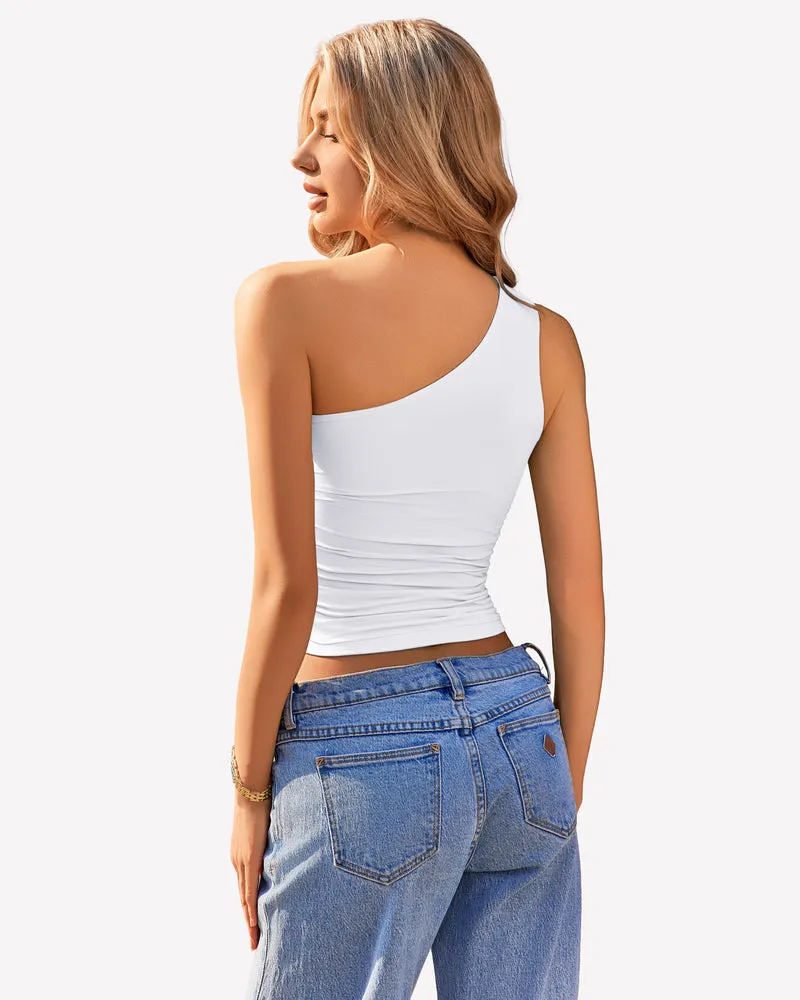 One Shoulder Tank Top Crop Tops