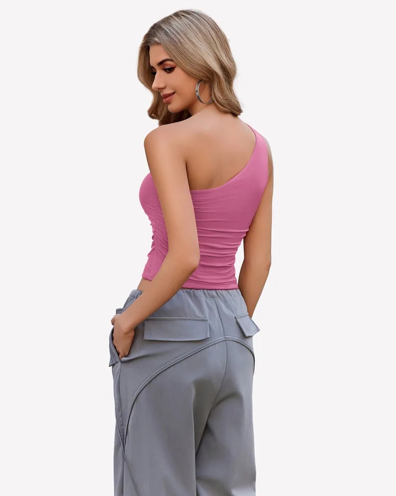 One Shoulder Tank Top Crop Tops