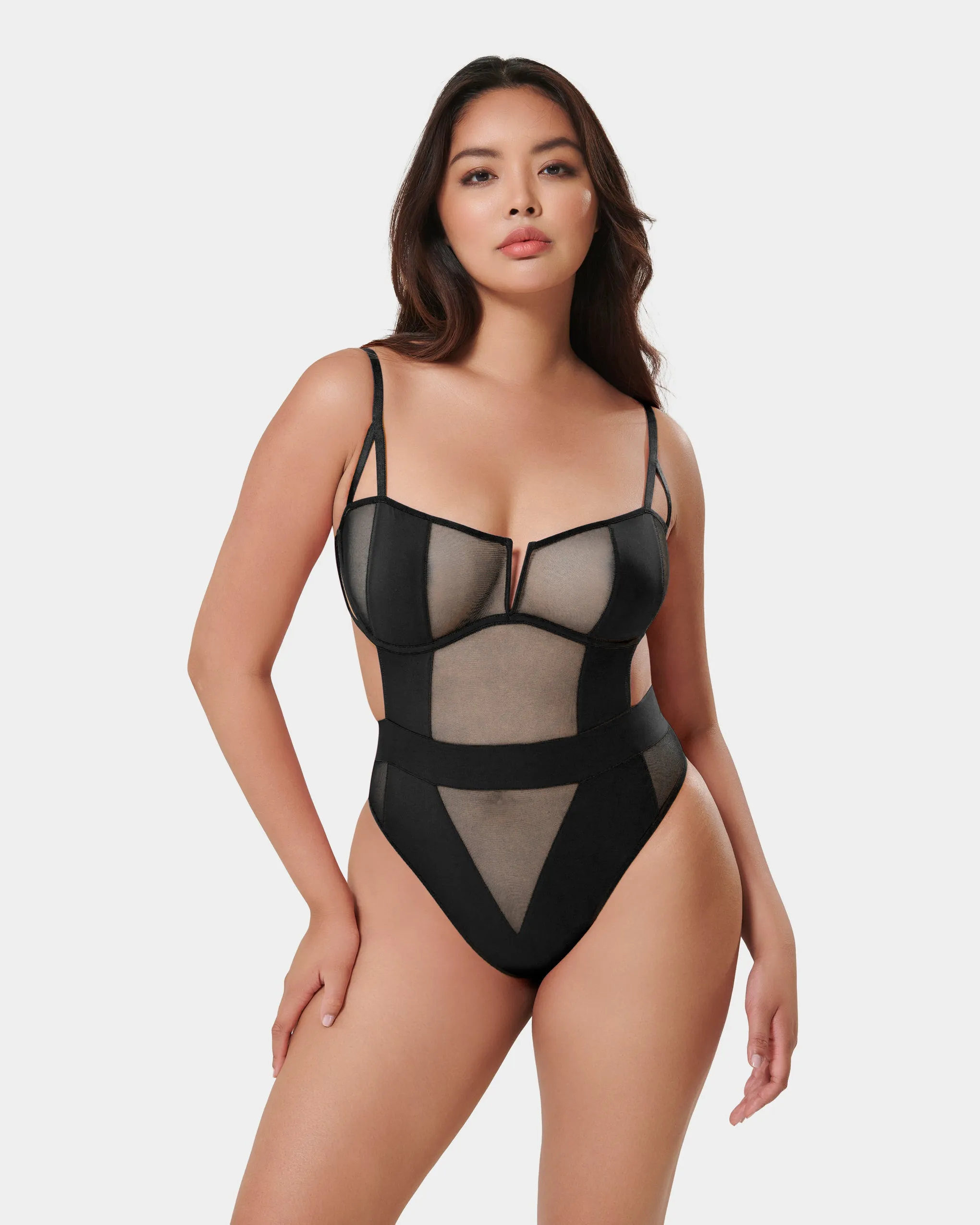Orla Sheer Mesh Bodysuit Black