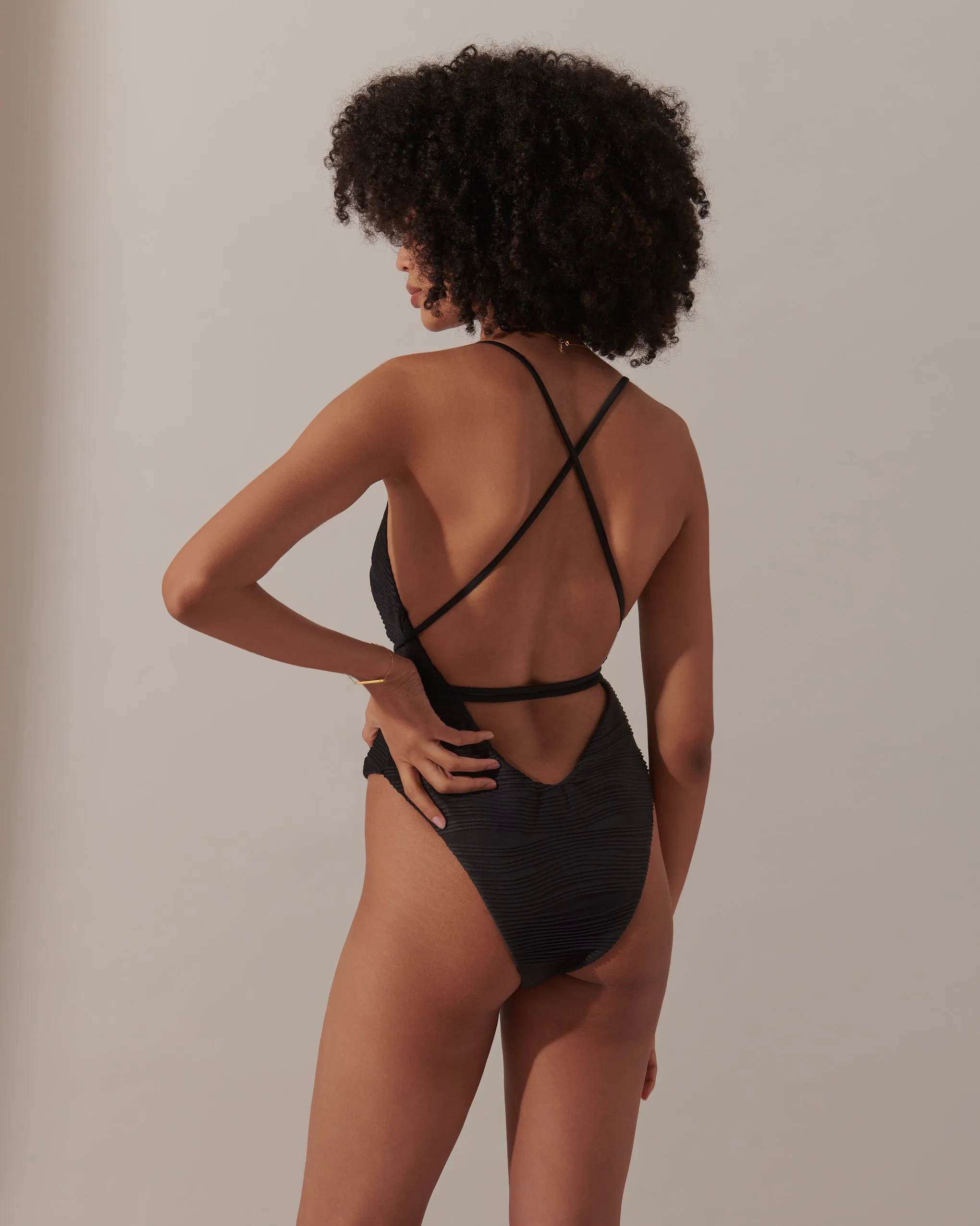 Orta Multi-Way Plunge Swimsuit Black