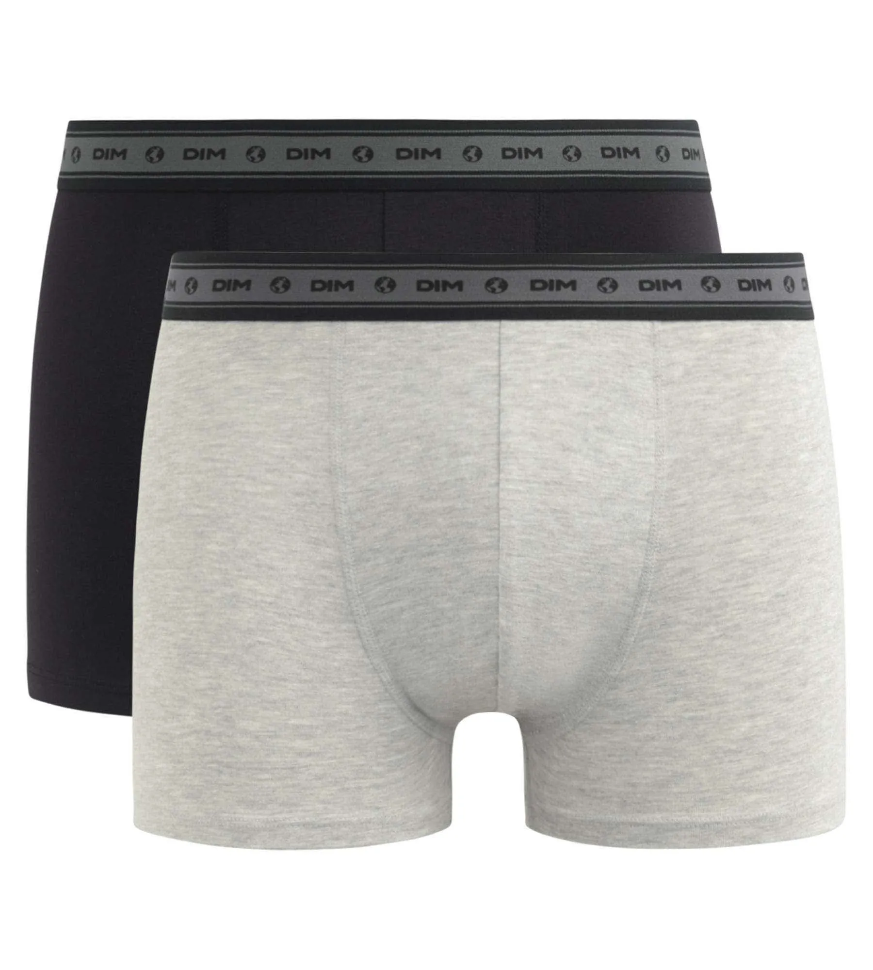 Pack of 2 boxers men's Black and Pearl Grey organic cotton Dim Good