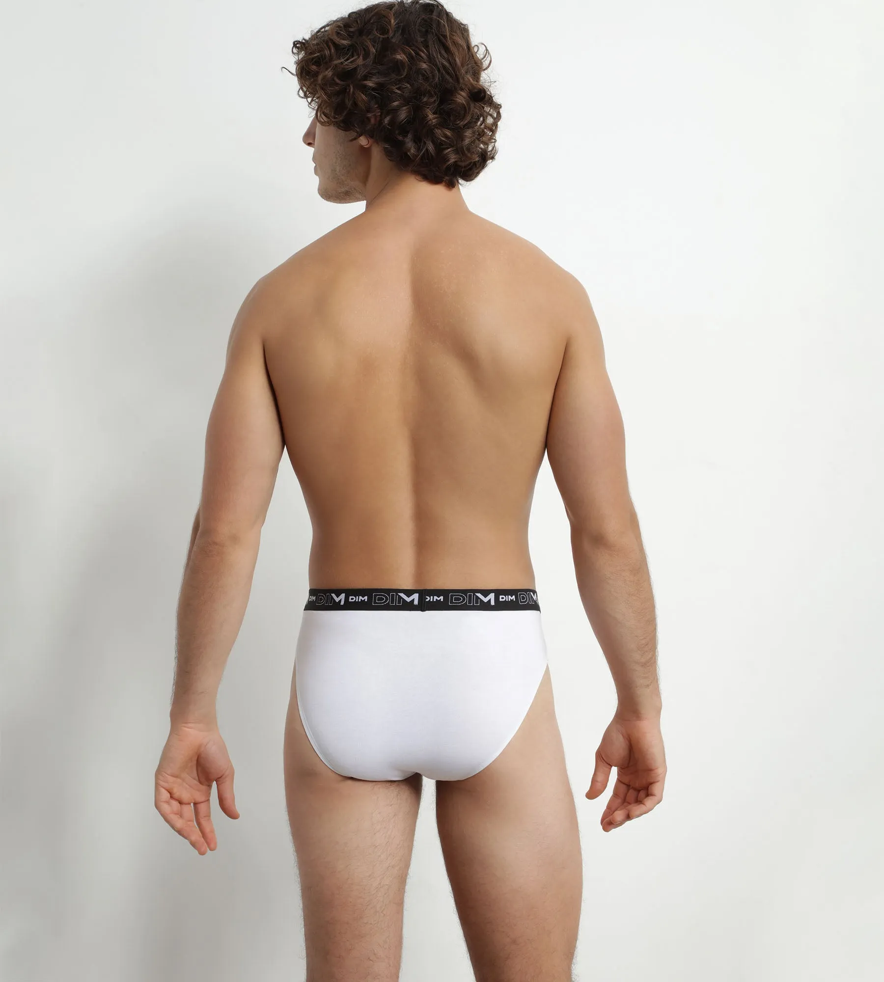 Pack of 2 Men's White Grey Contrast Waistband Dim Cotton Stretch Briefs