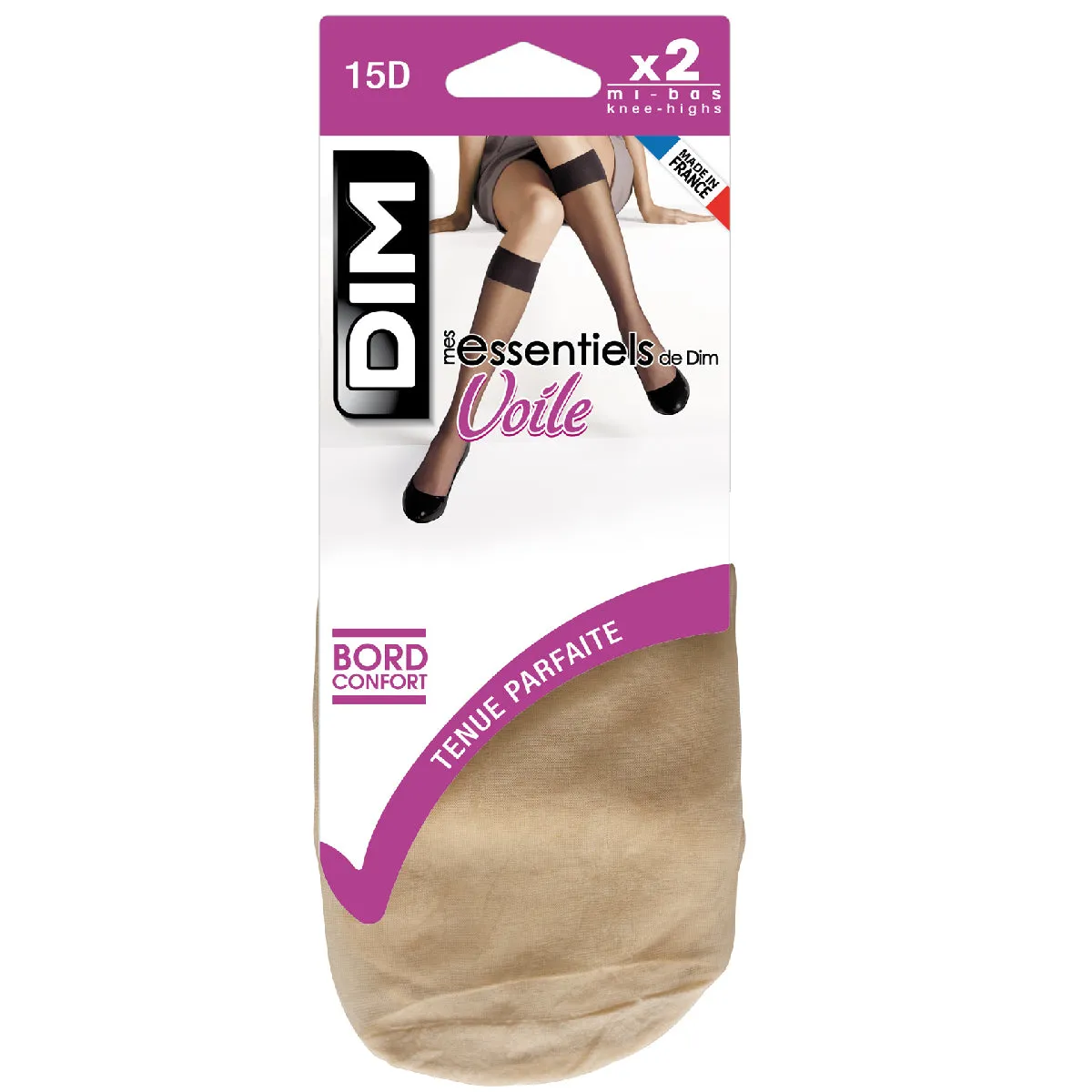 Pack of 2 pairs of Mes Essentiels 15 sheer knee highs in capri