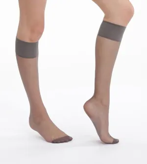 Pack of 2 pairs of Mes Essentiels 15 sheer knee highs in pepper