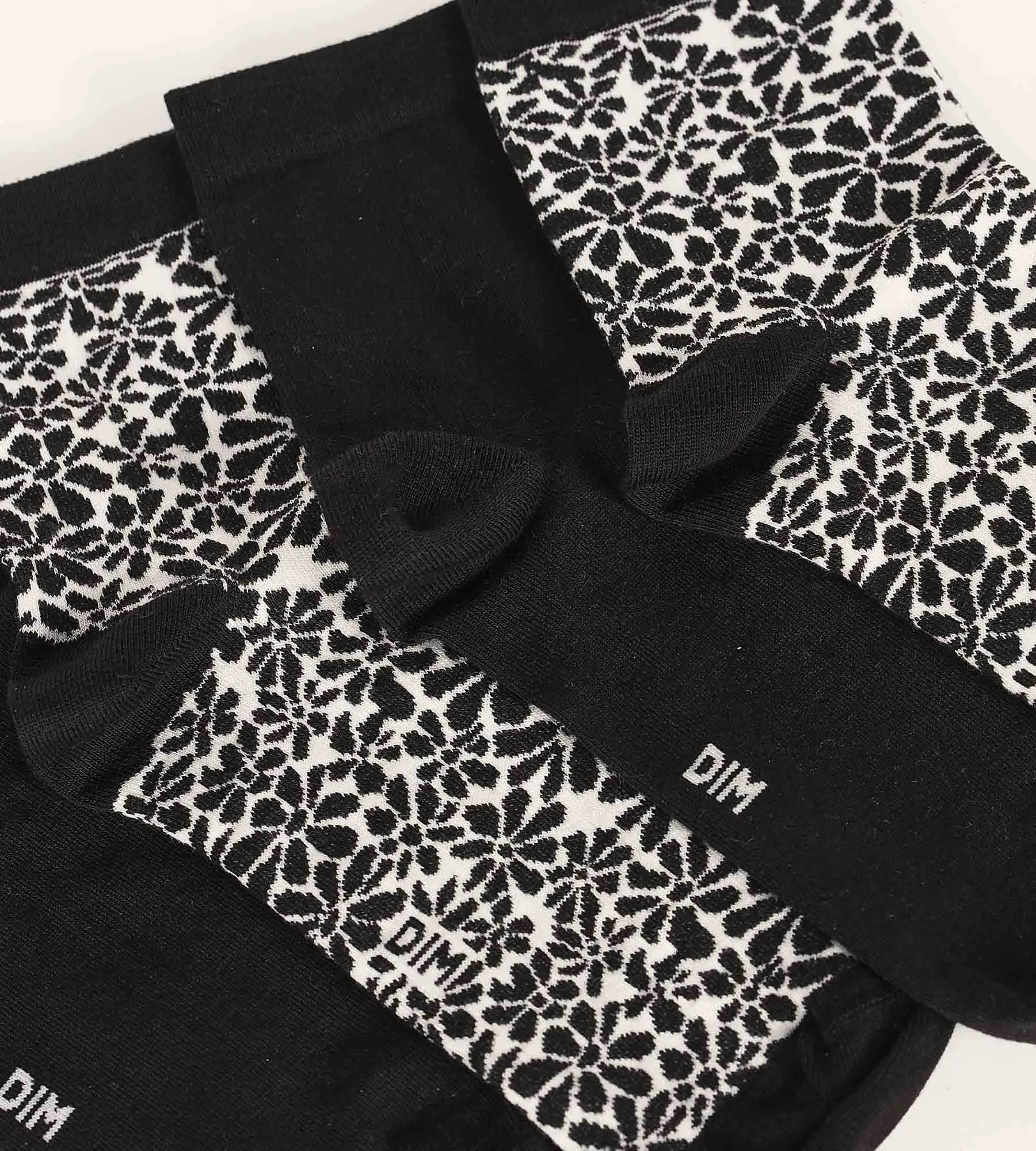 Pack of 2 pairs of organic cotton flower socks Dim Good Black