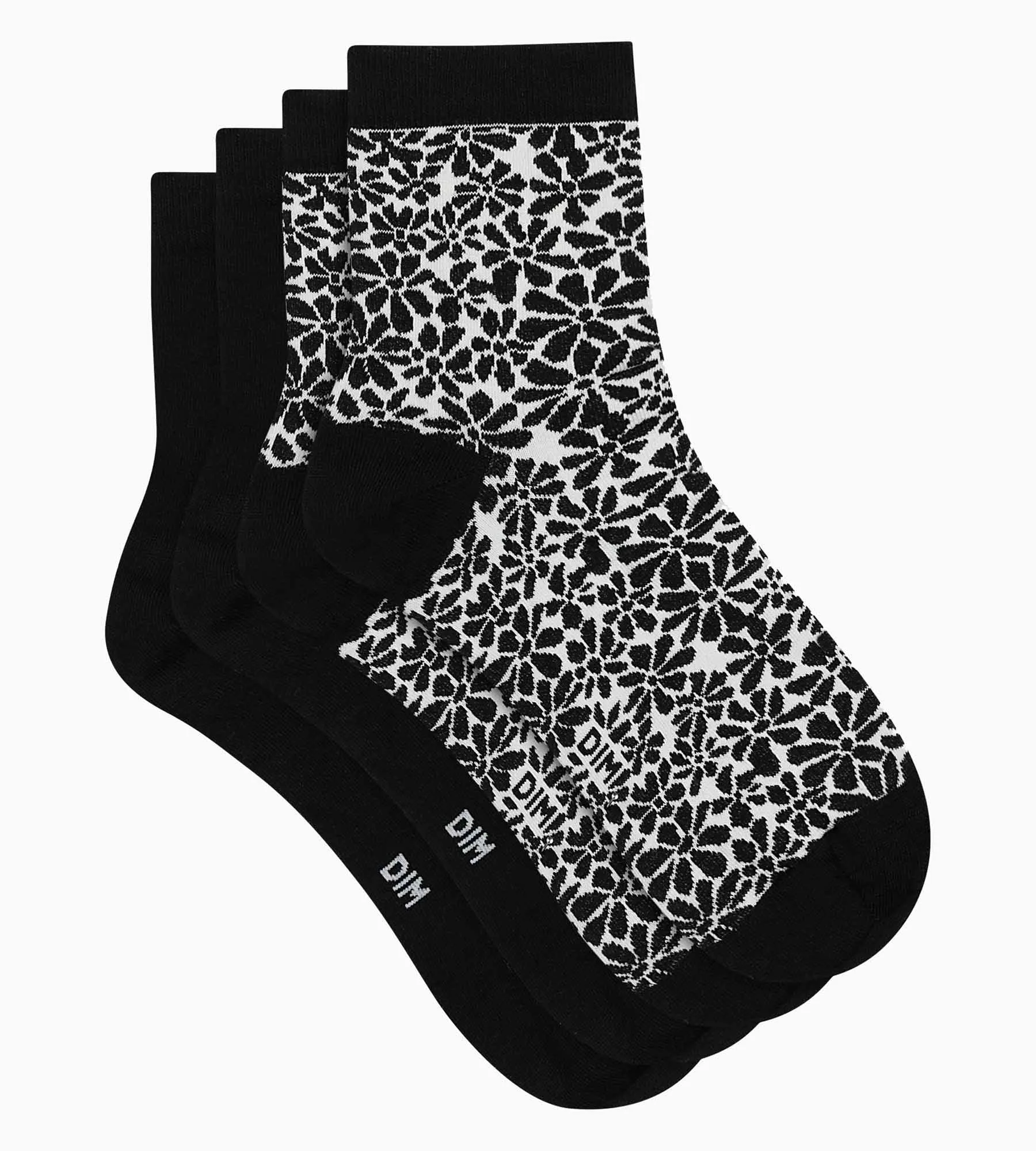 Pack of 2 pairs of organic cotton flower socks Dim Good Black