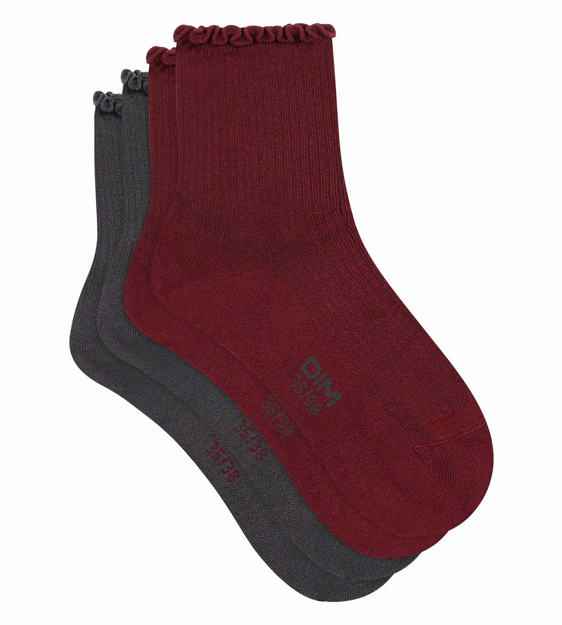 Pack of 2 Red Dim Modal Women's Ruffle Socks