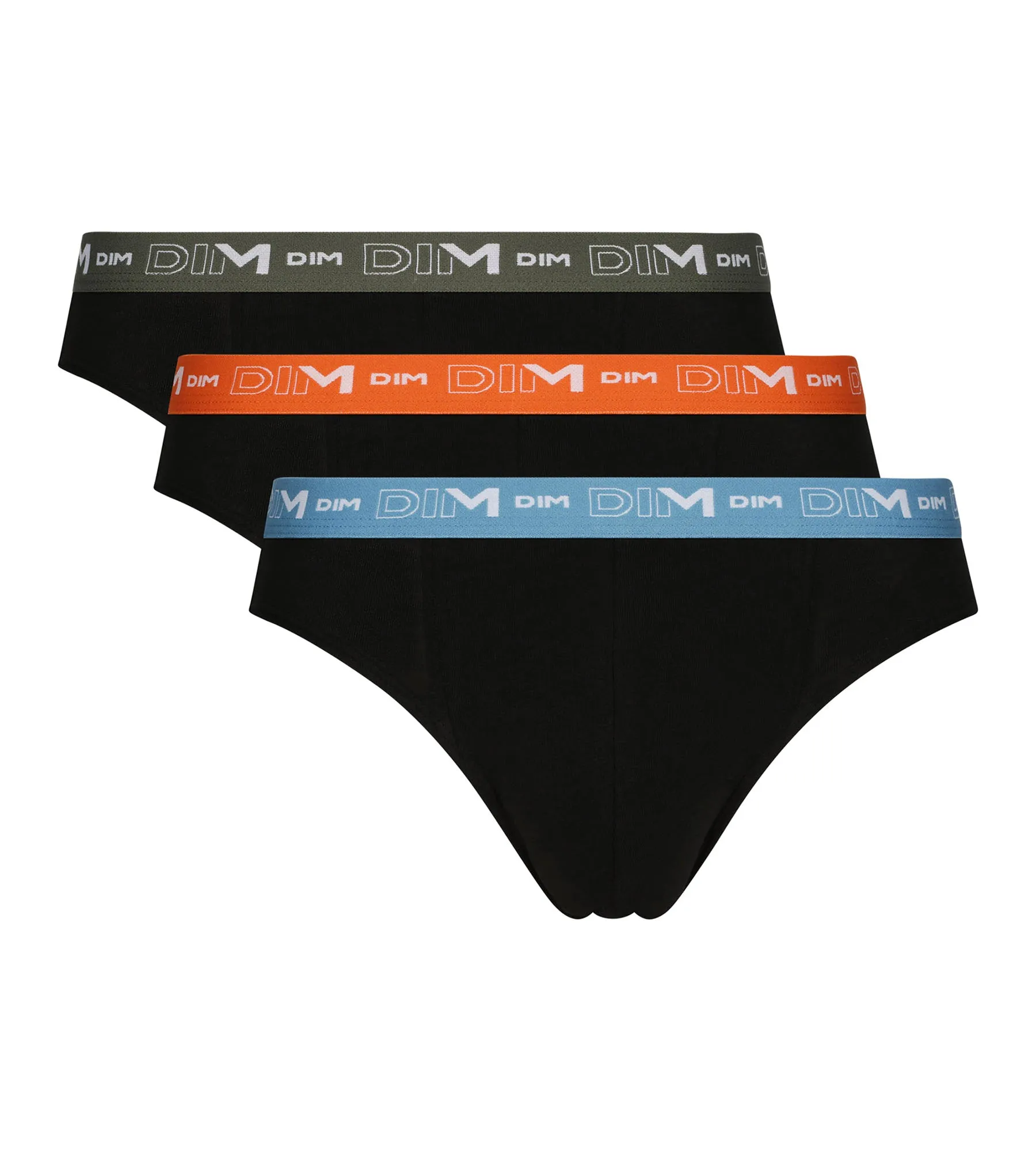 Pack of 3 Men's Black Orange Green Dim Cotton Stretch Briefs