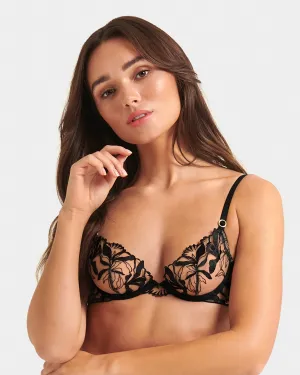 Persephone Embroidered Bra Black
