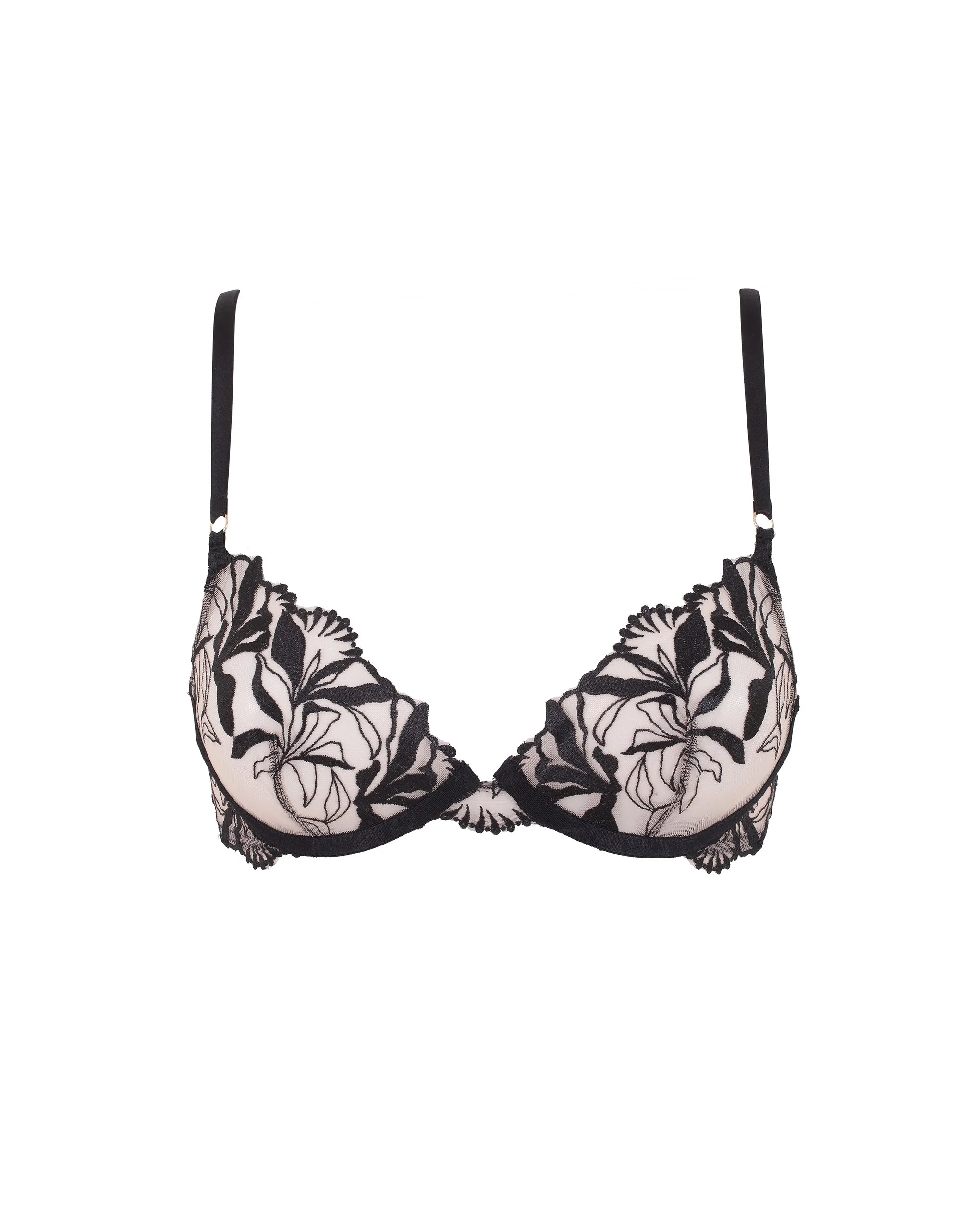 Persephone Embroidered Bra Black
