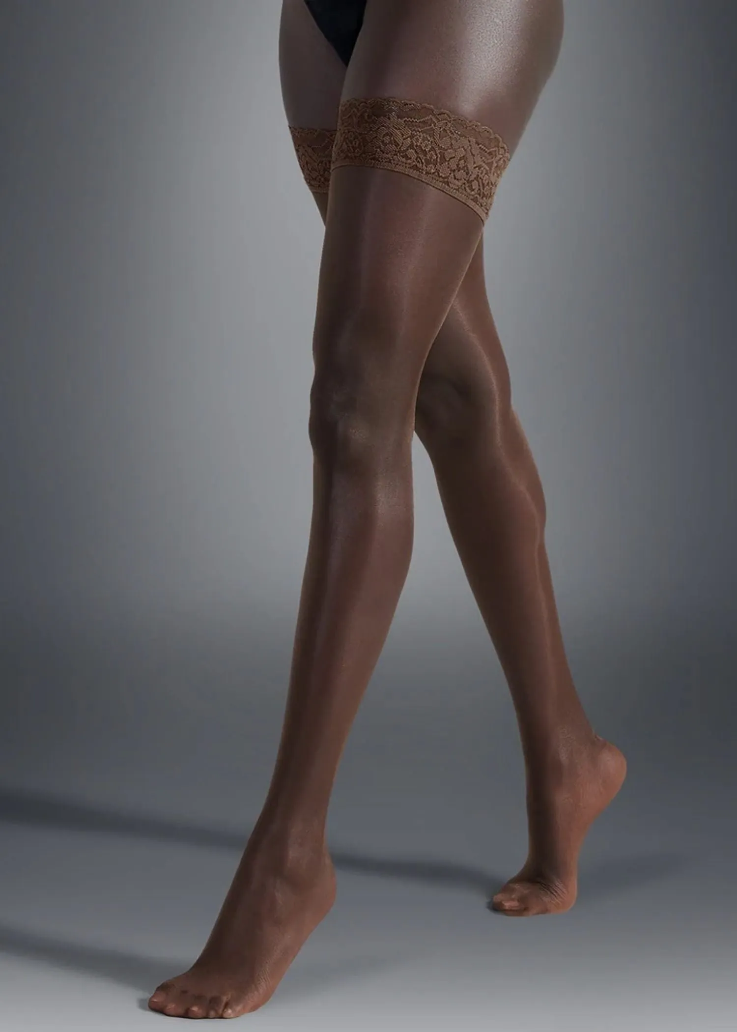 Plain Leg / Lace Top Hold Ups (Berry)