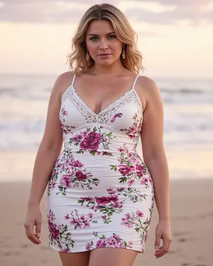 Plus Size Lace Patchwork Floral Chemises