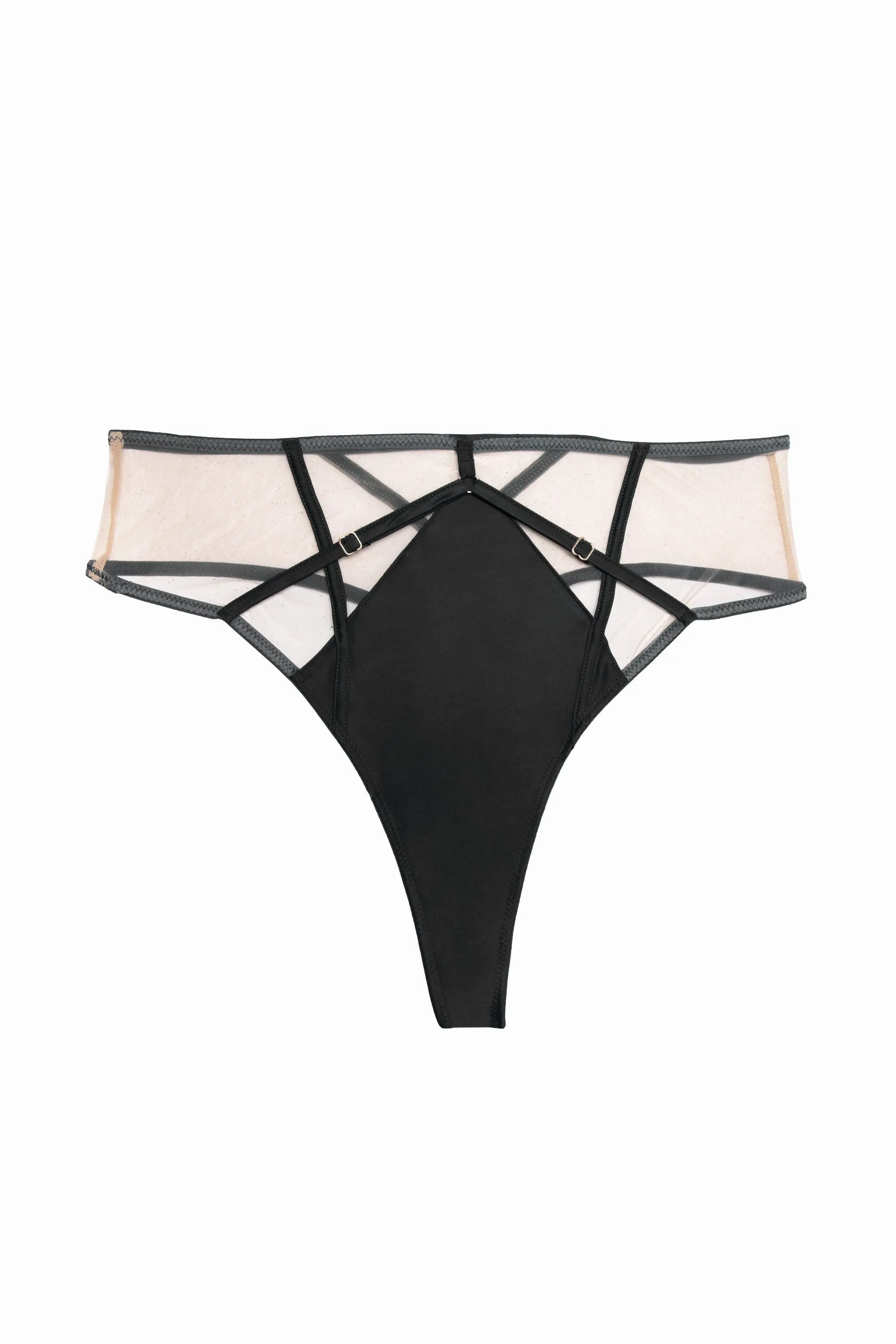 Ramona Black Mesh High Waisted Thong