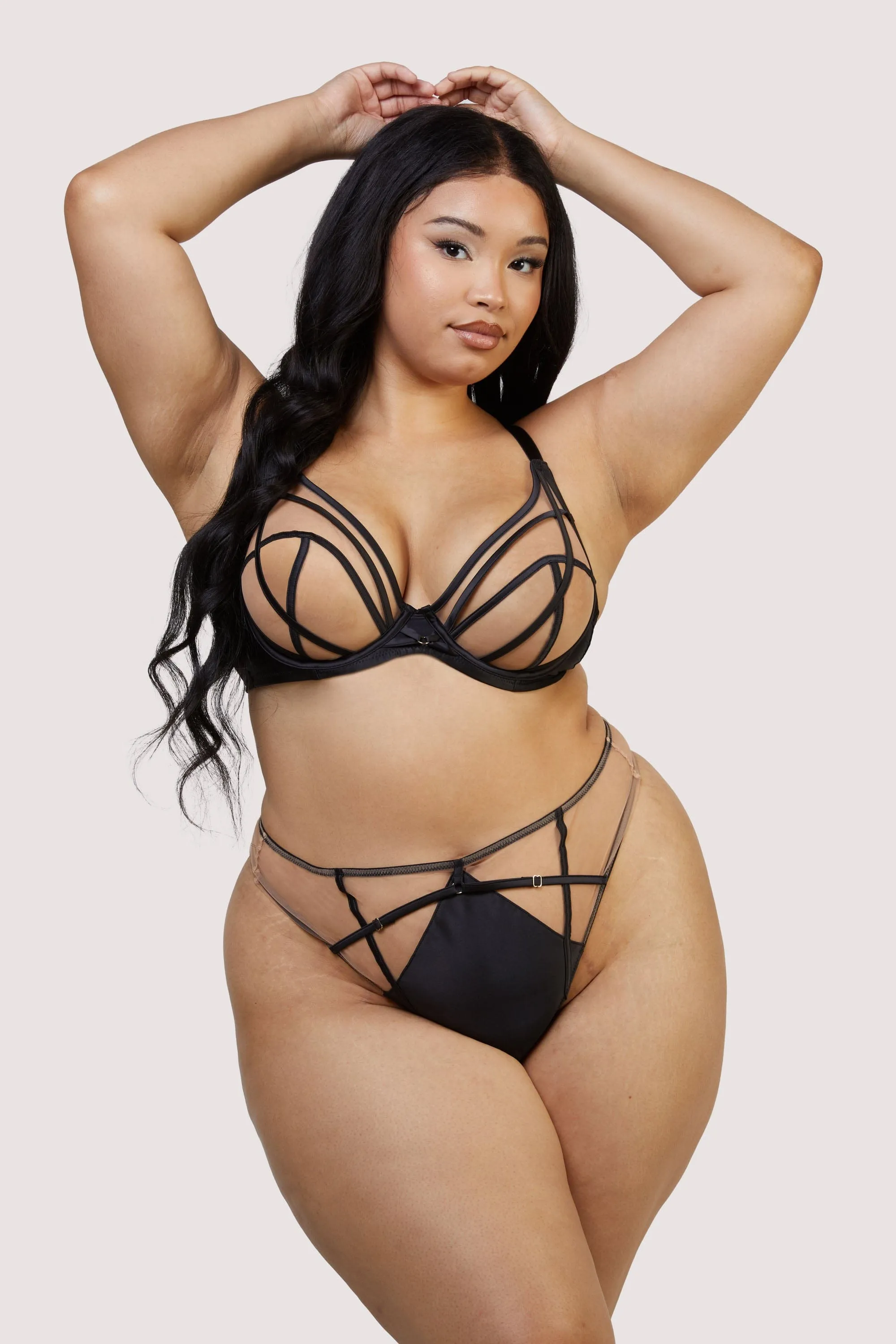 Ramona Black Mesh High Waisted Thong