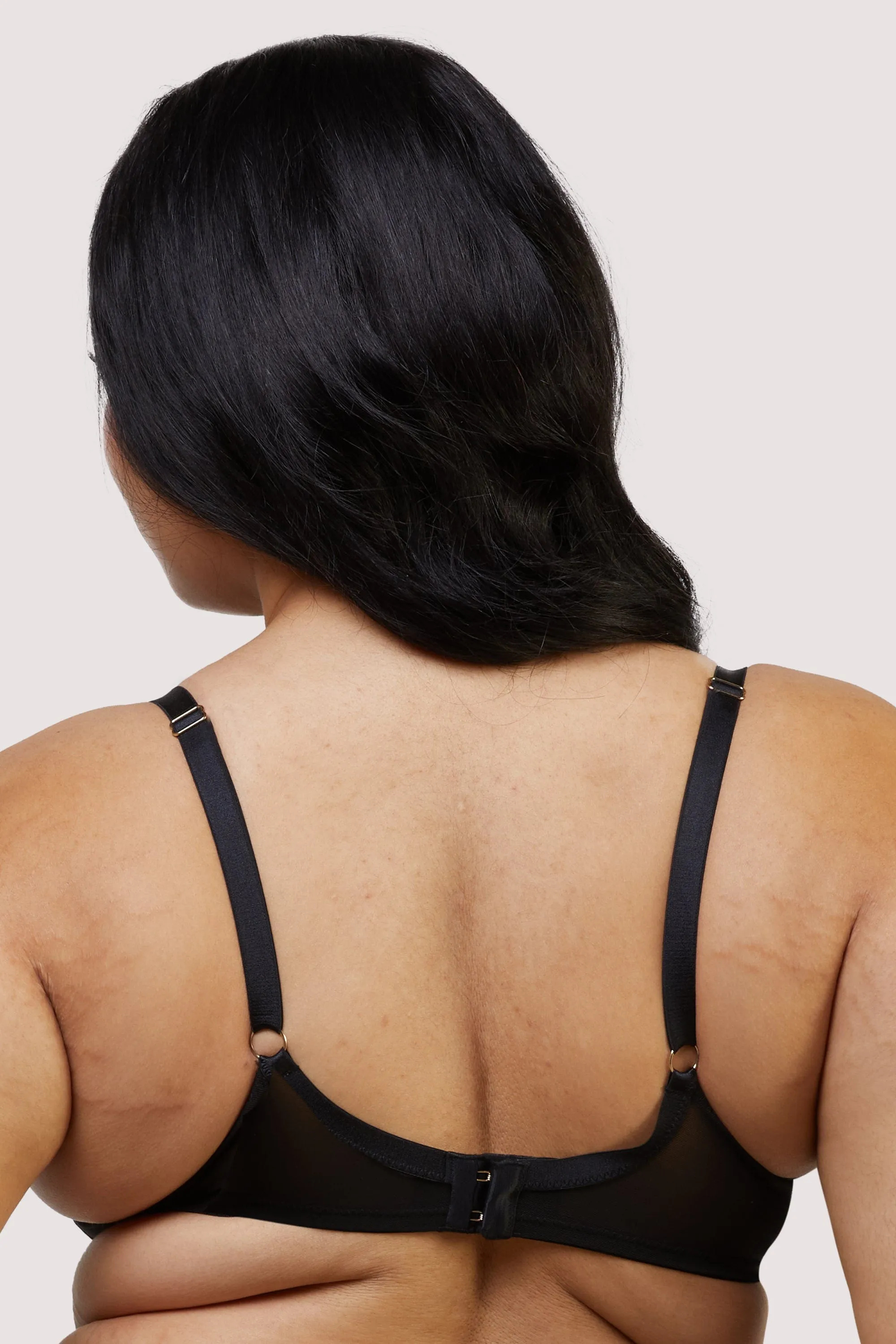 Ramona Black Strap Detail Illusion Mesh Plunge Bra