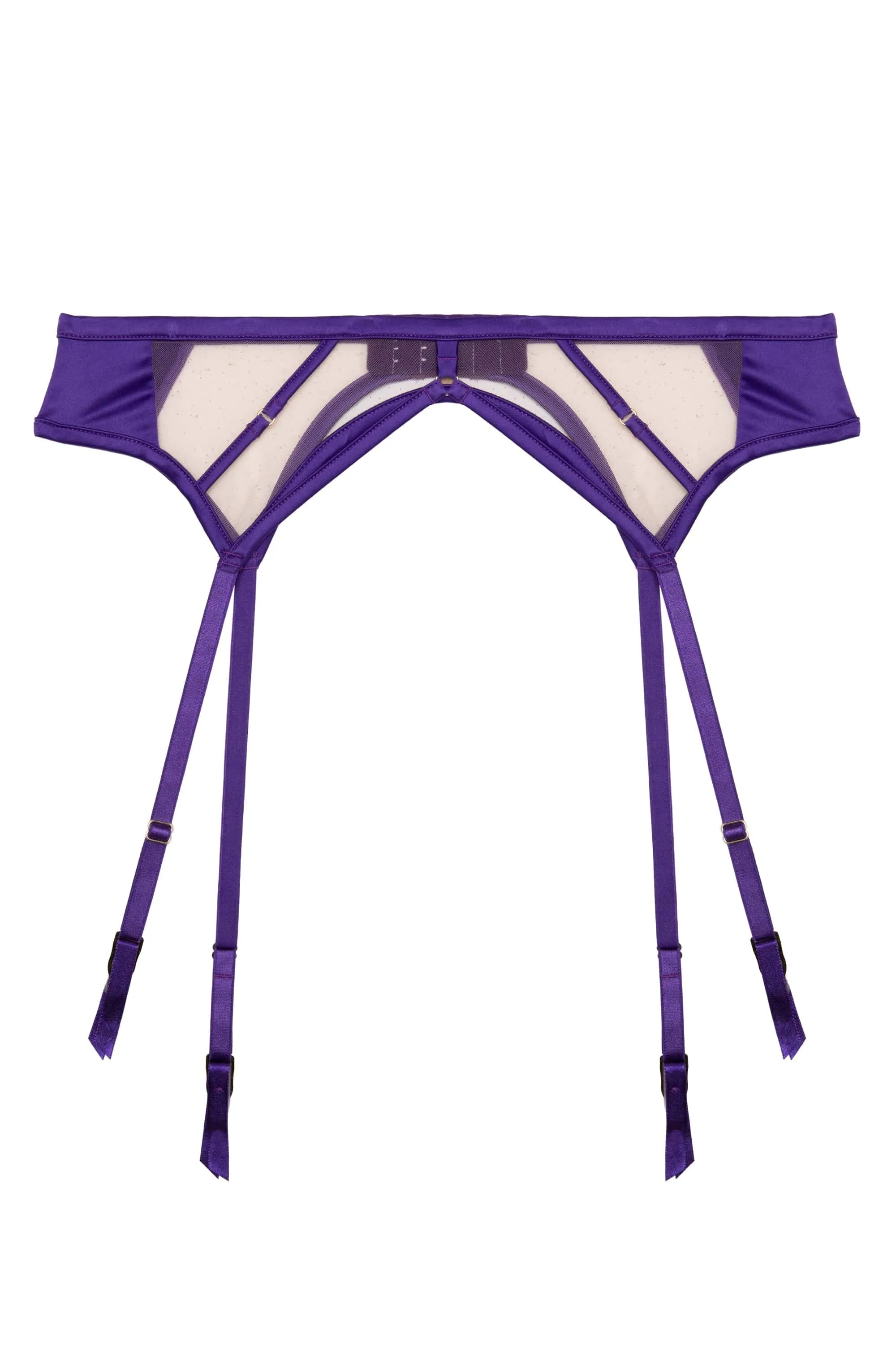 Ramona Purple Strap Detail Illusion Mesh Suspender
