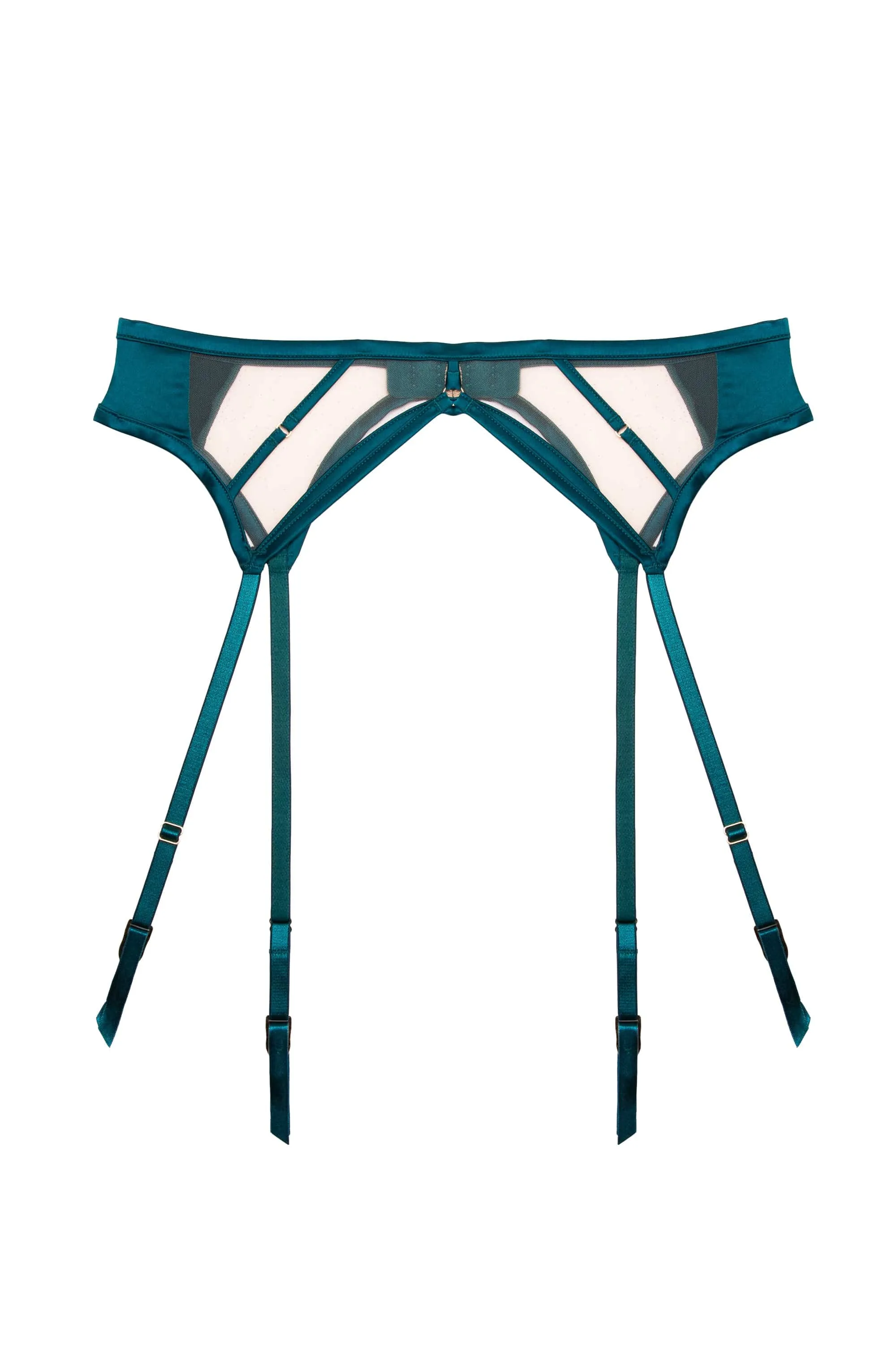 Ramona Teal Strap Detail Illusion Mesh Suspender