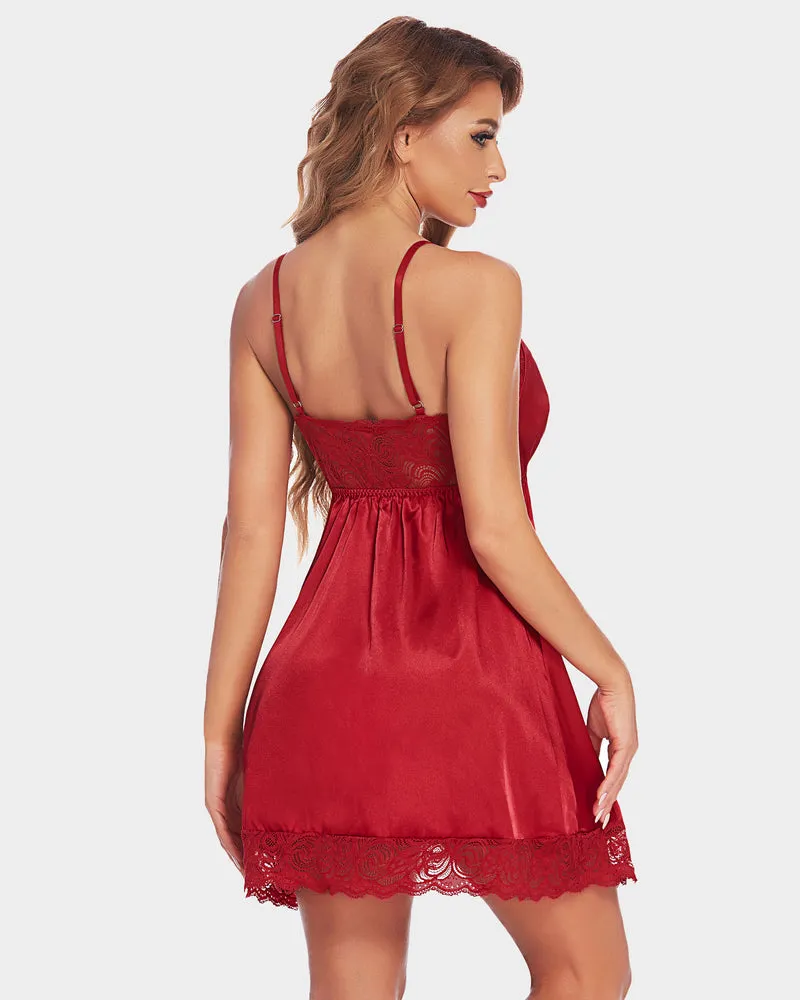 Satin Dress V Neck Nightie (DE Only)
