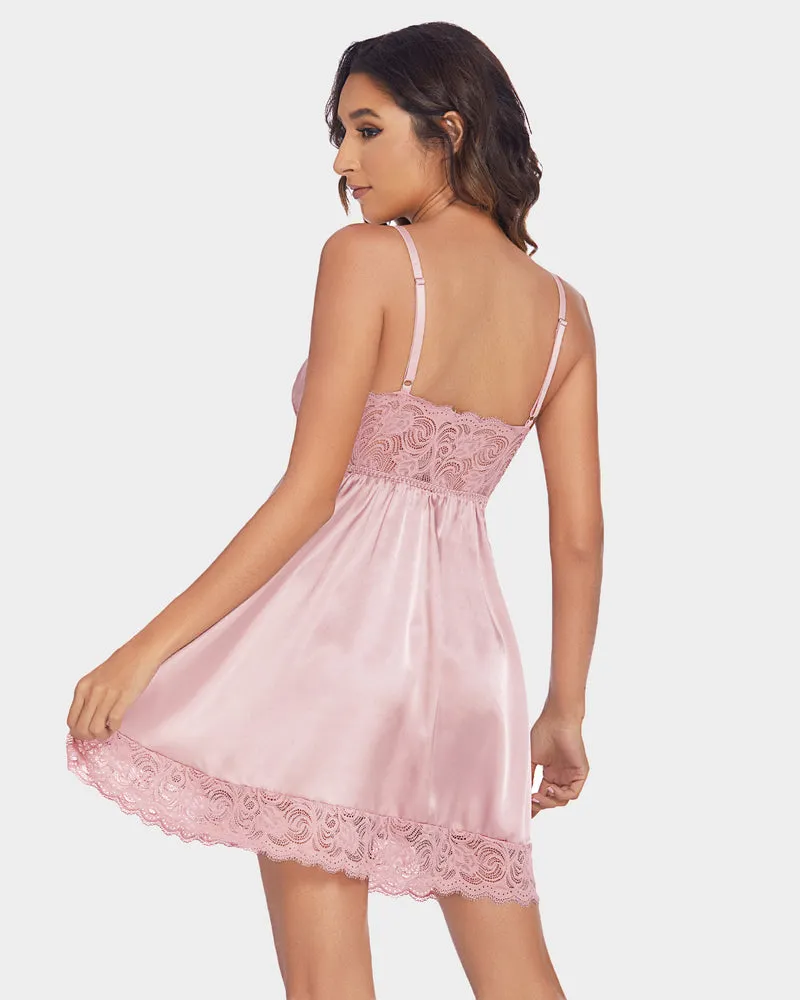 Satin Dress V Neck Nightie (DE Only)