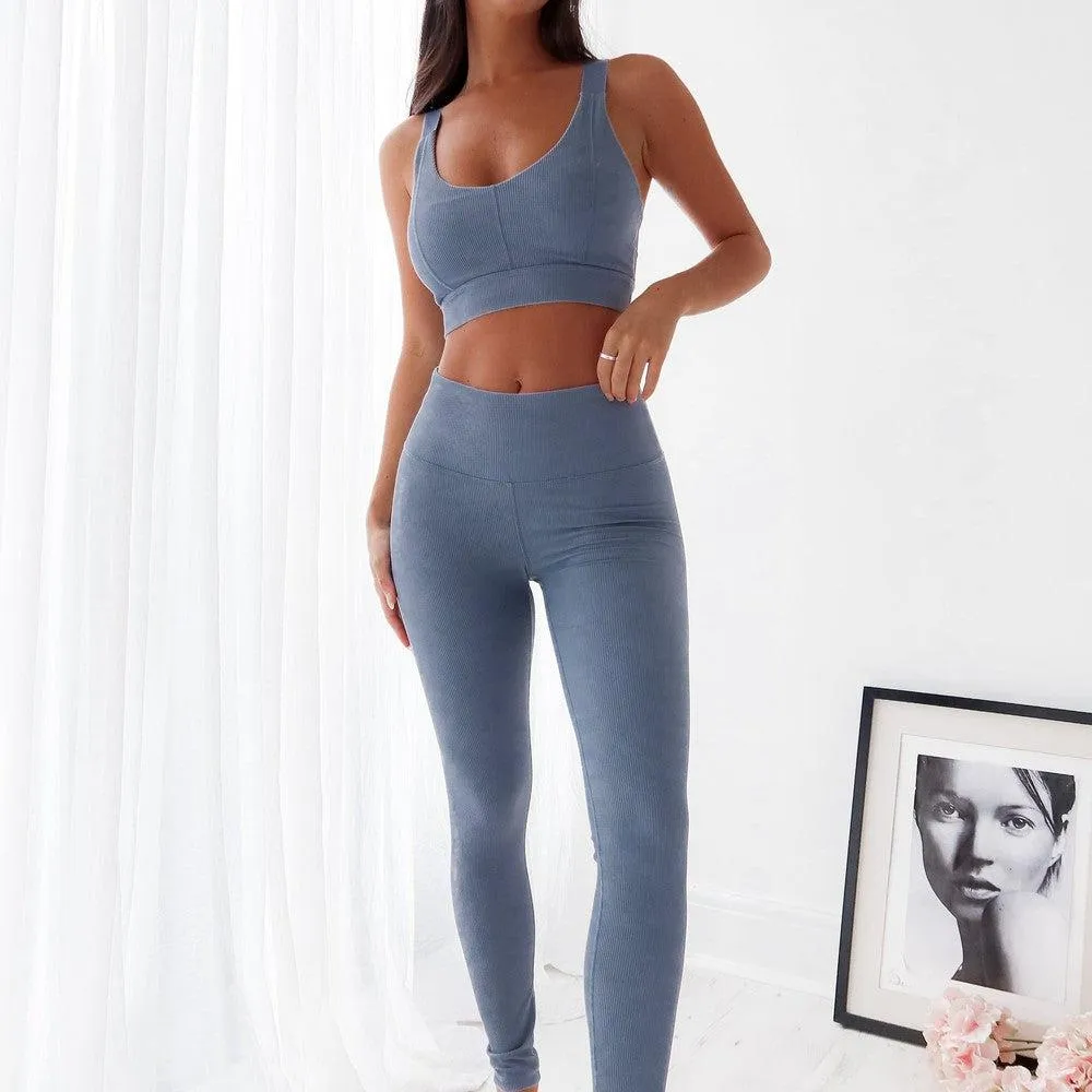 Seamless High Waist Leggings- Blue