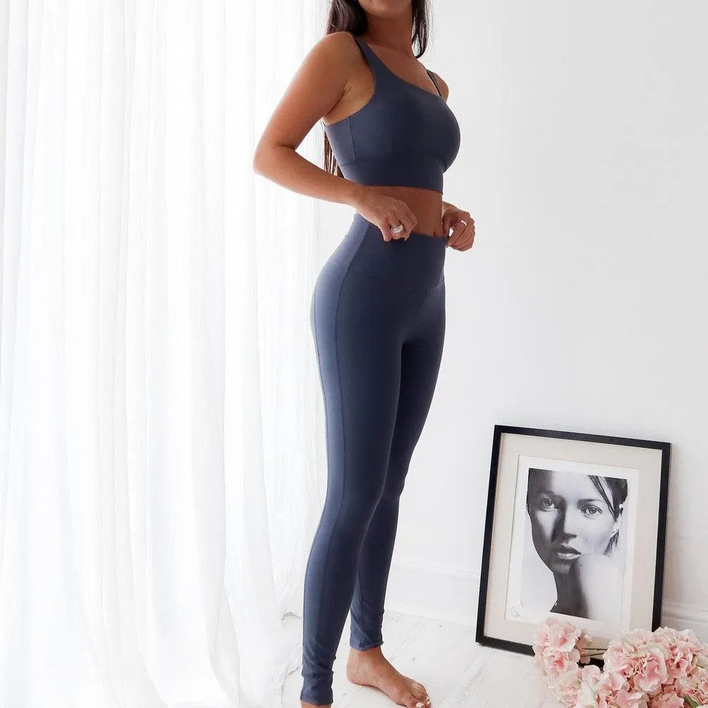 Seamless High Waist Leggings- Dark Blue