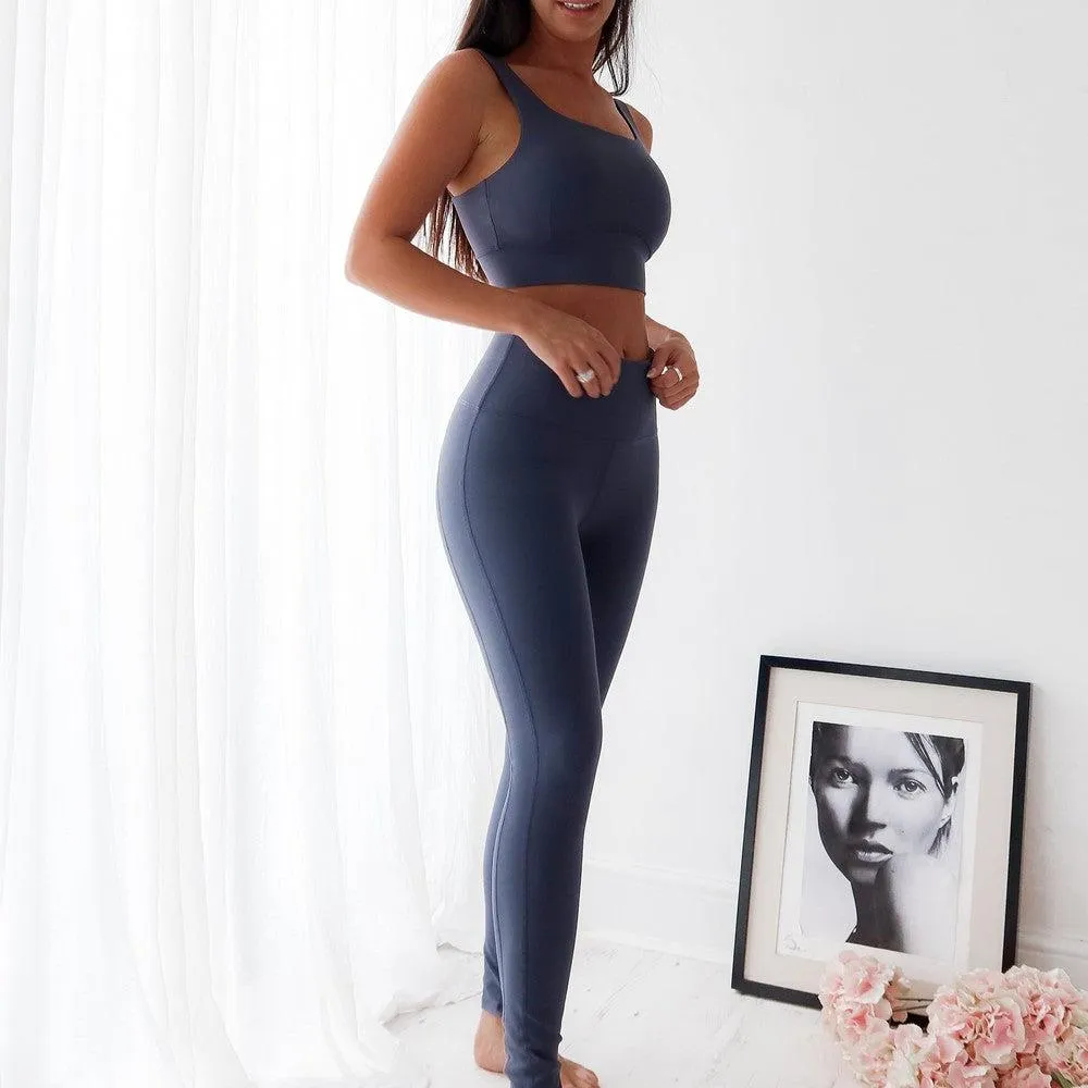 Seamless High Waist Leggings- Dark Blue