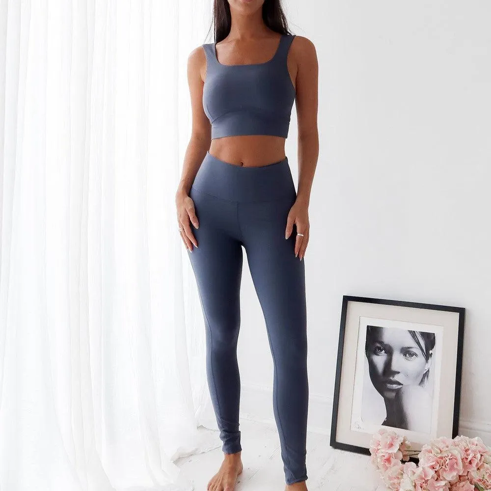 Seamless High Waist Leggings- Dark Blue